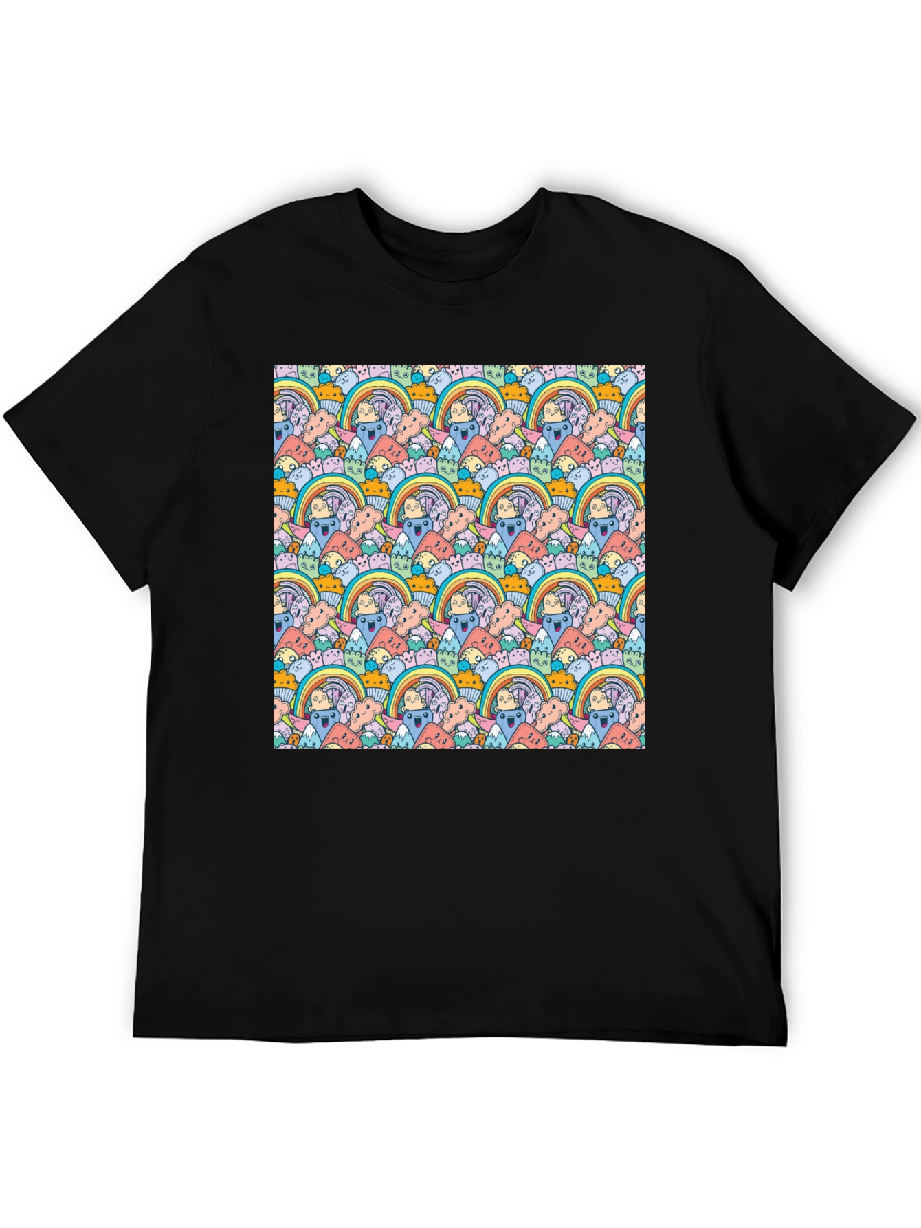Black Rainbow Doodle T-Shirt view 5