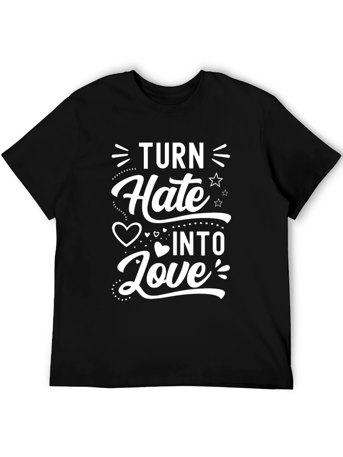 Black Turn Hate Into Love Graphic T-Shirt view 5