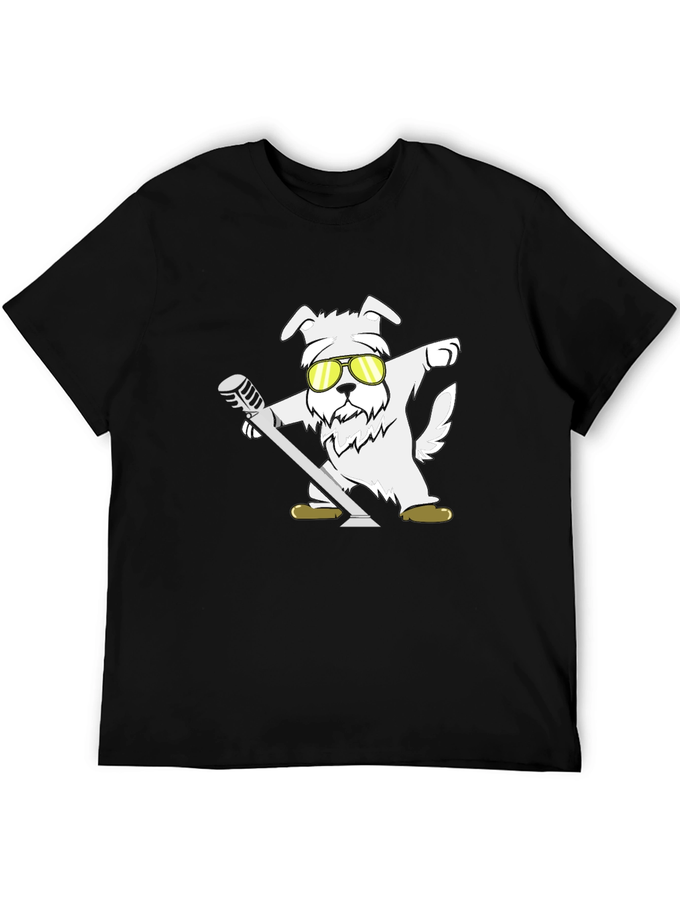 Black Cool Dog T-Shirt - Dabbing with Microphone view 5