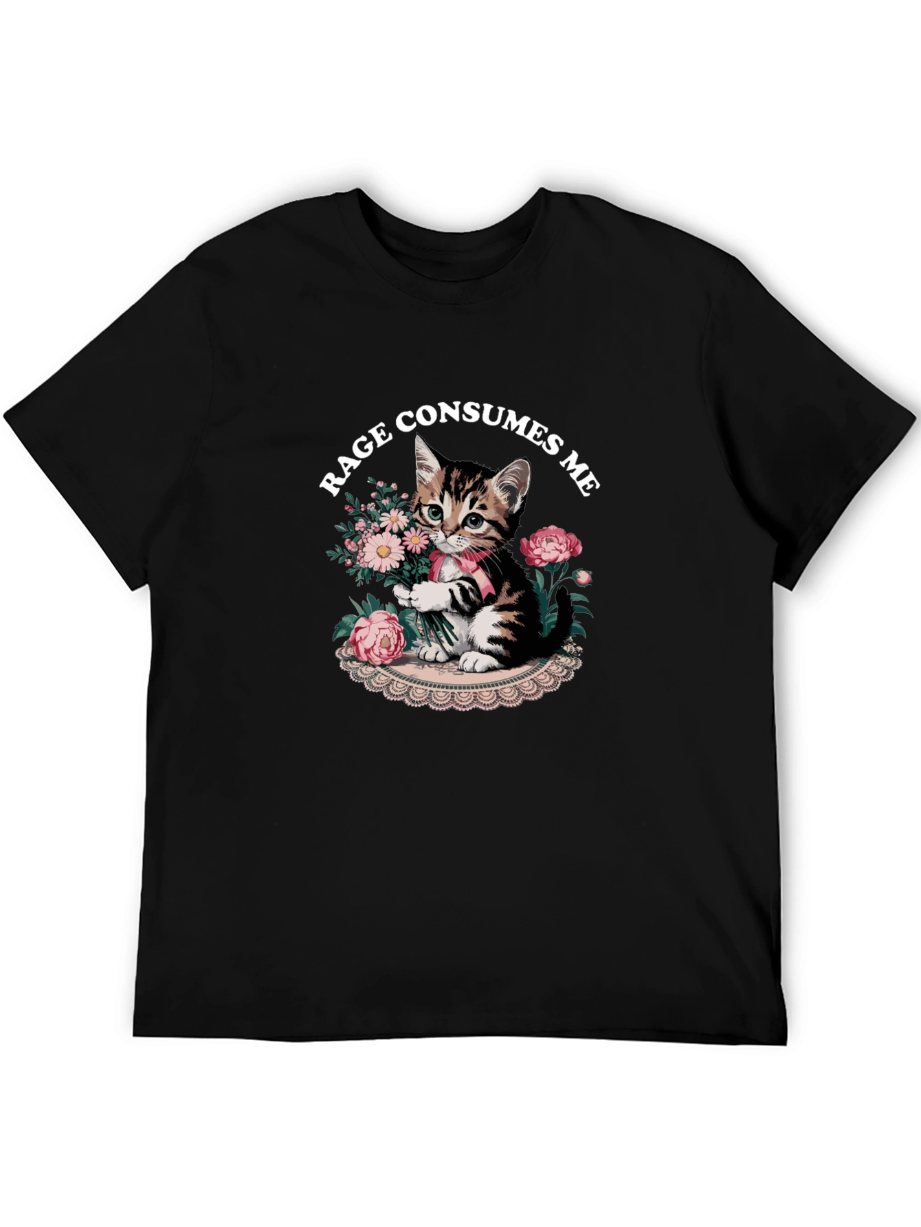 Black Rage Consumes Me Kitten Graphic T-Shirt view 5
