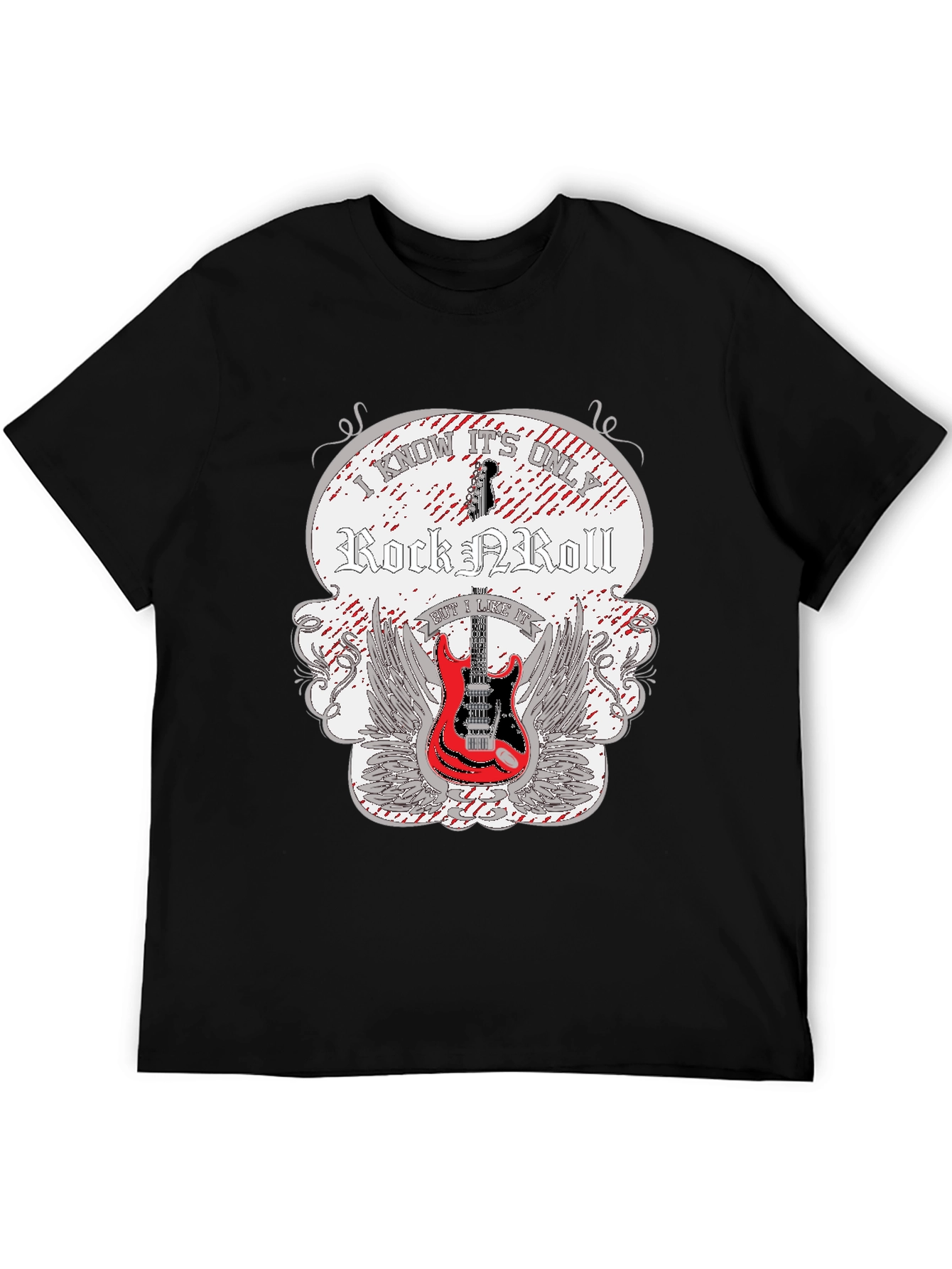 Black Rock and Roll Guitar T-Shirt view 5