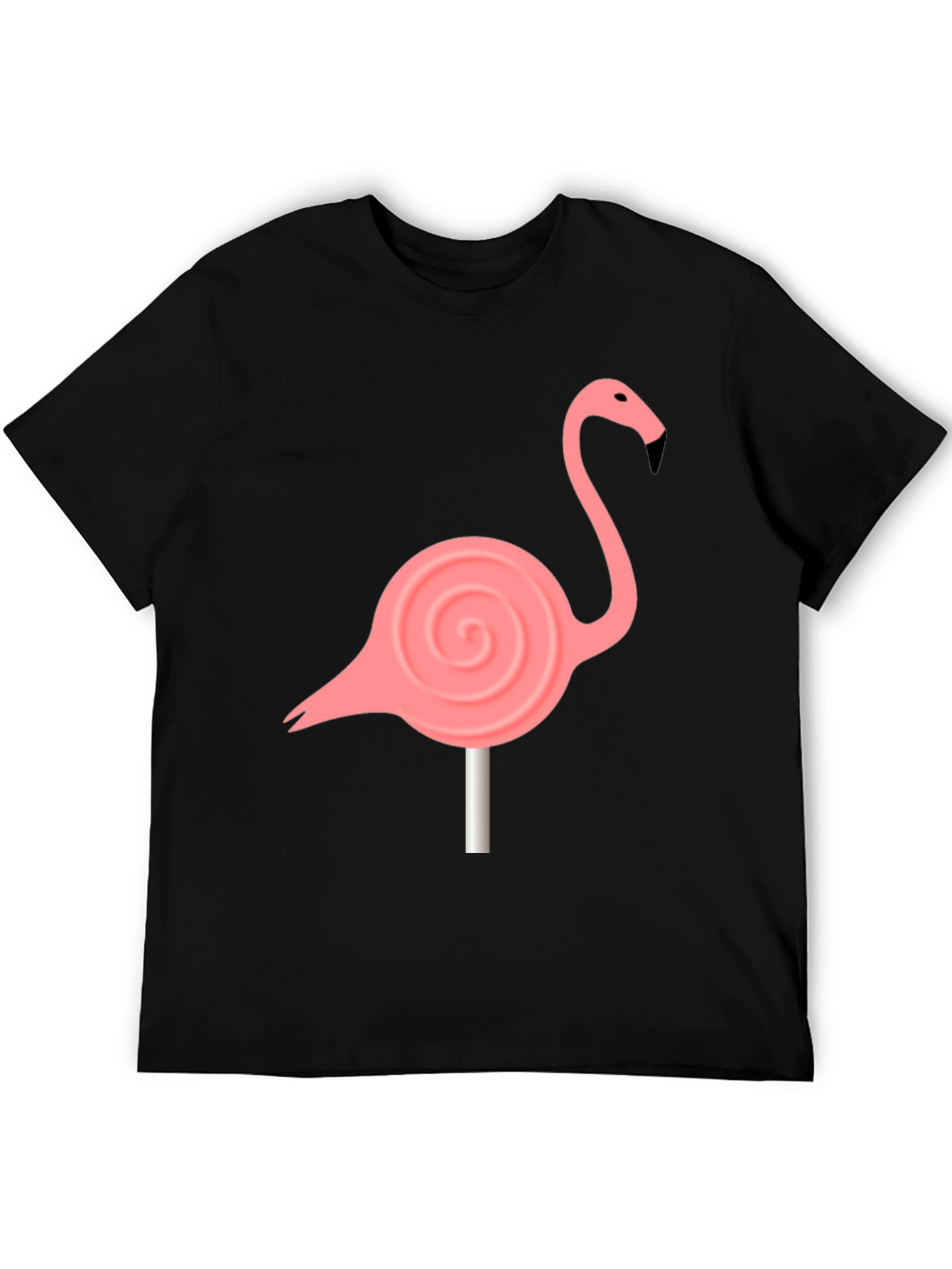 Black Flamingo Lollipop Graphic Tee - Black Cotton Blend view 5