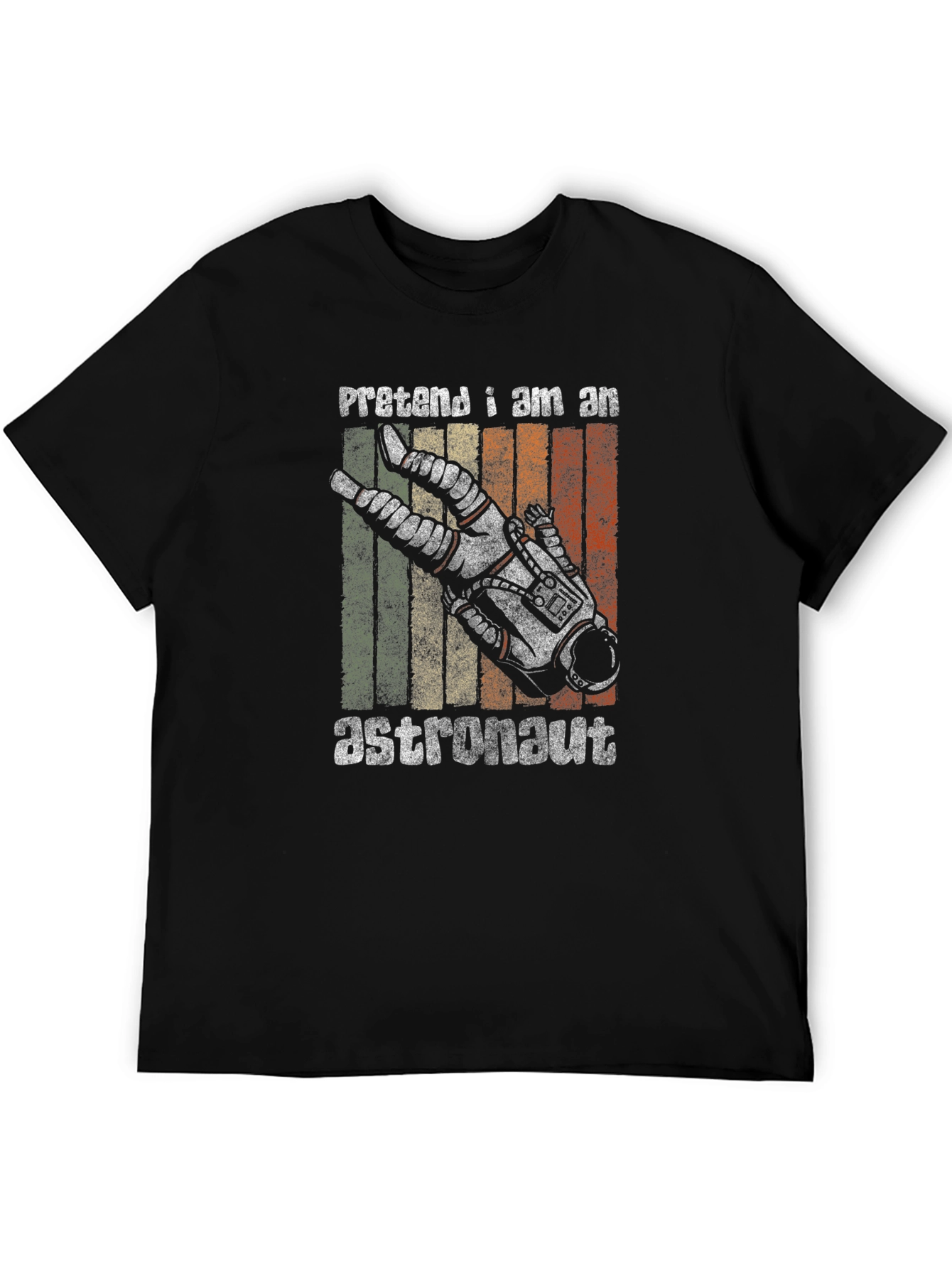 Black Retro Pretend I Am An Astronaut Graphic T-Shirt view 5