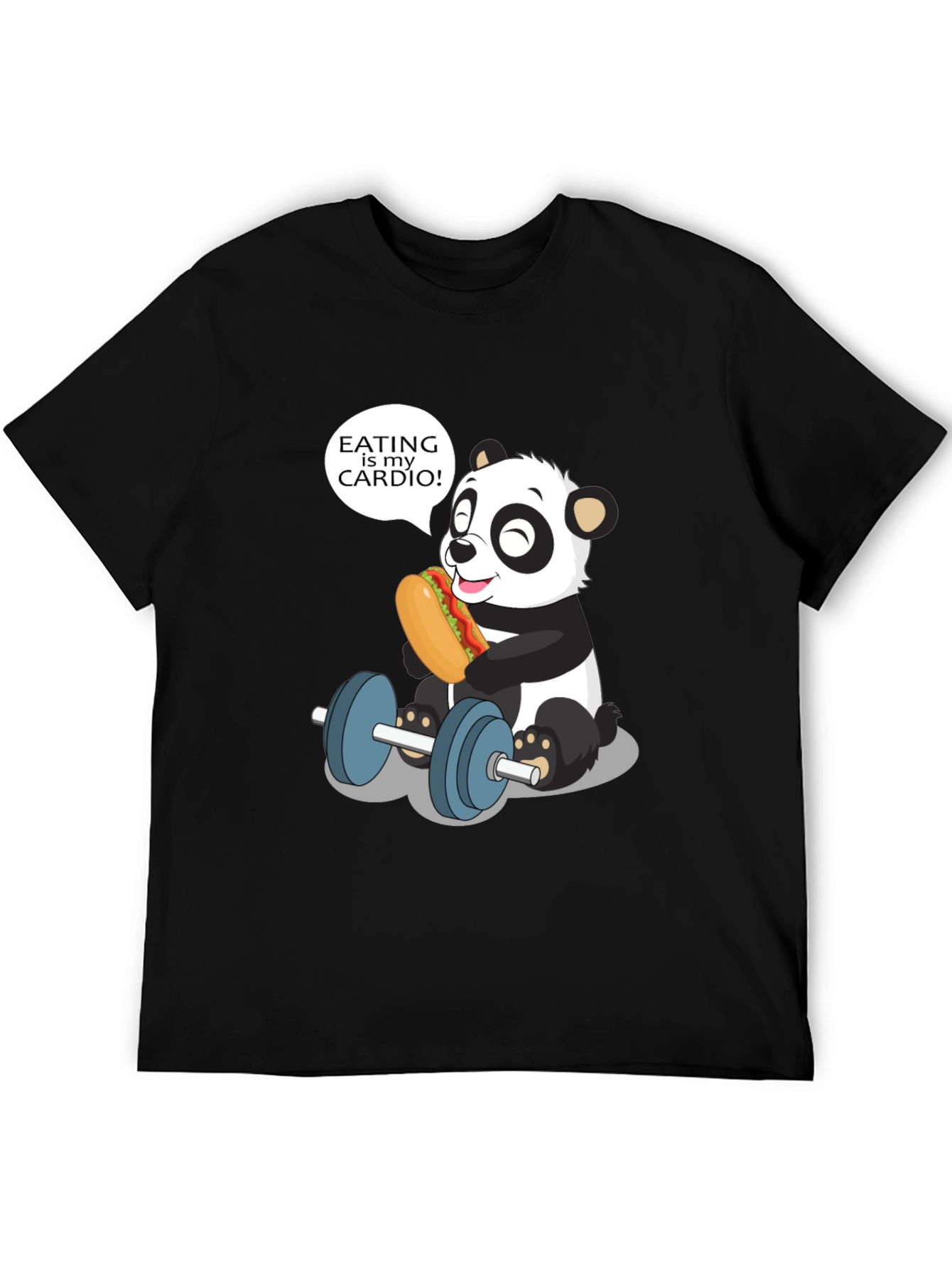 Black Funny Panda Eating is My Cardio T-Shirt view 5
