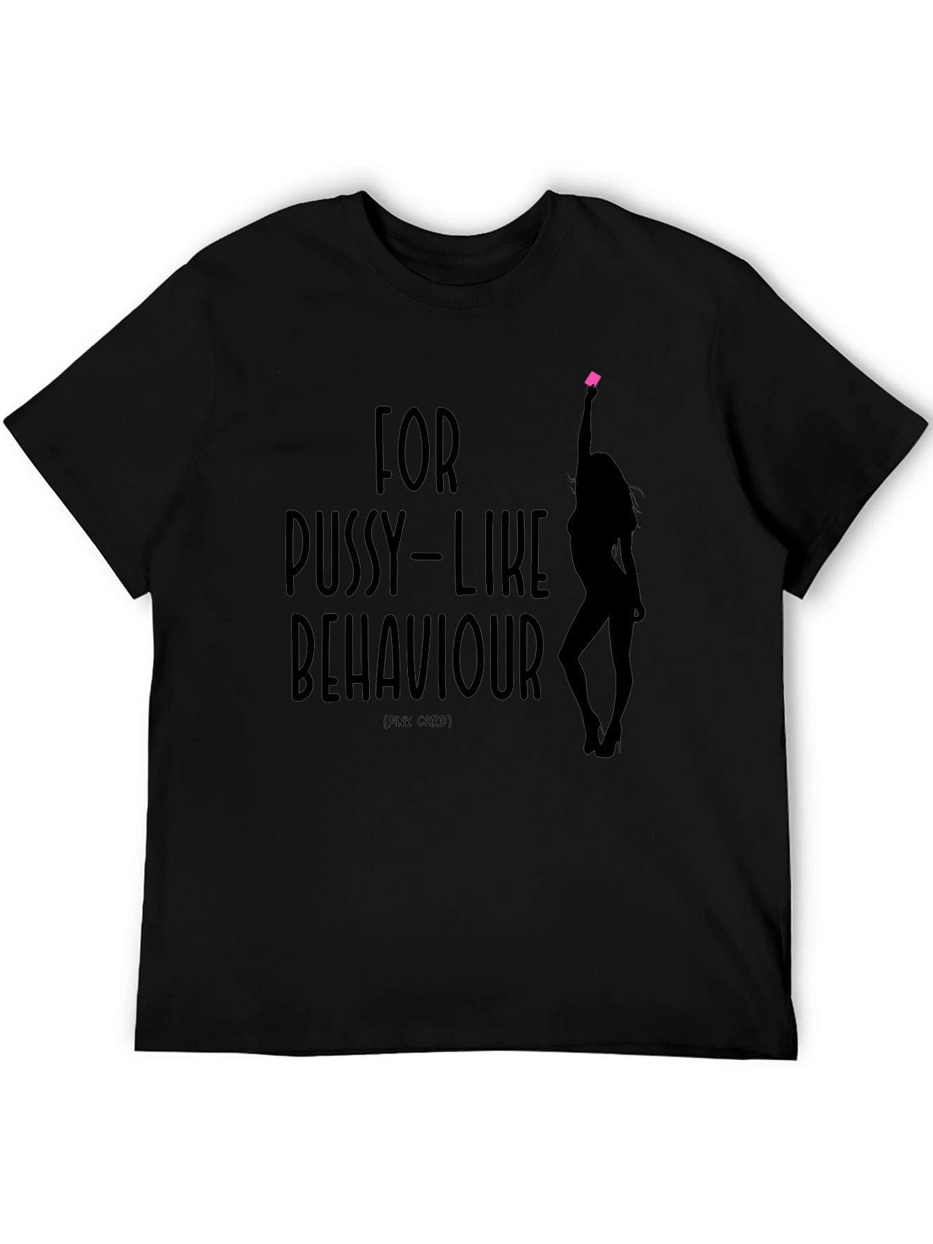 Black Funny Pink Card Graphic T-Shirt - Men's Black Tee view 5