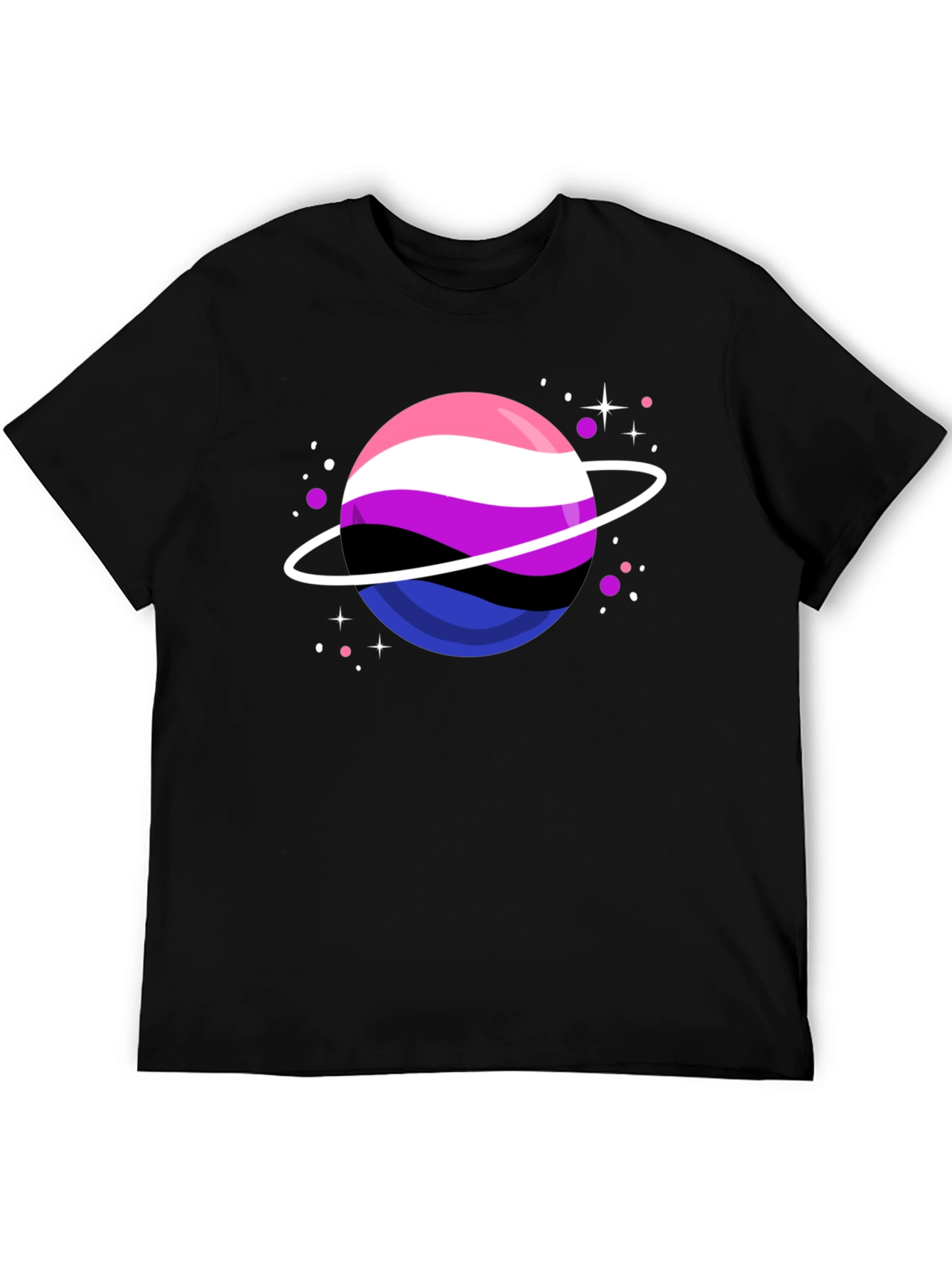 Black Genderqueer Pride Planet T-Shirt view 5