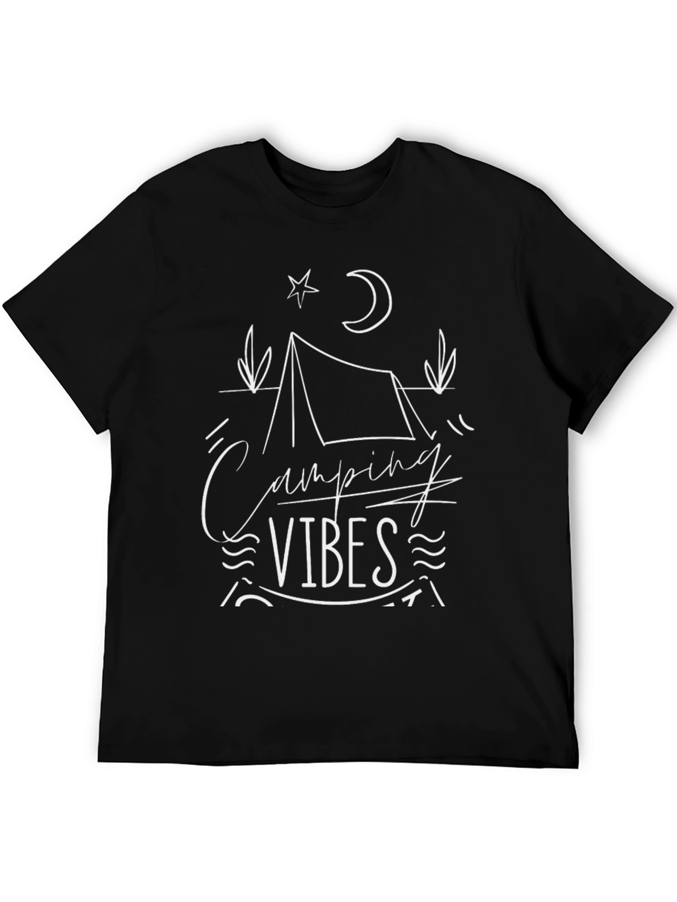 Black Camping Vibes Graphic Tee - Black Crew Neck T-Shirt view 5