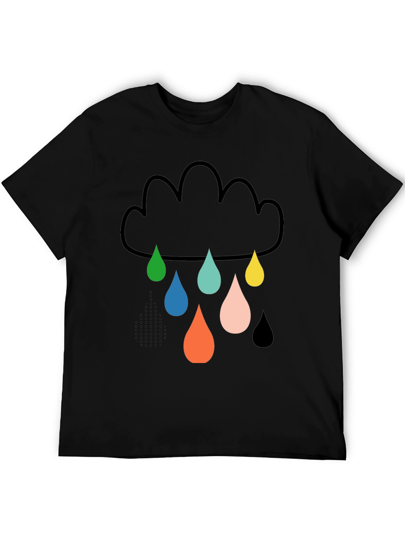 Black Fun Cloud Raindrop Graphic Tee - Soft Cotton T-Shirt view 5