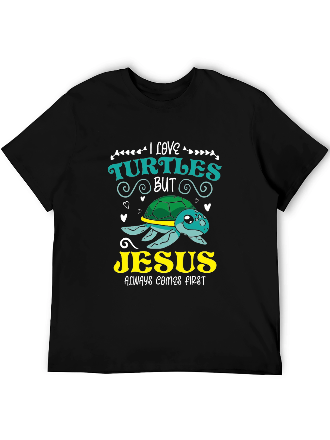Black I Love Turtles But Jesus T-Shirt view 5