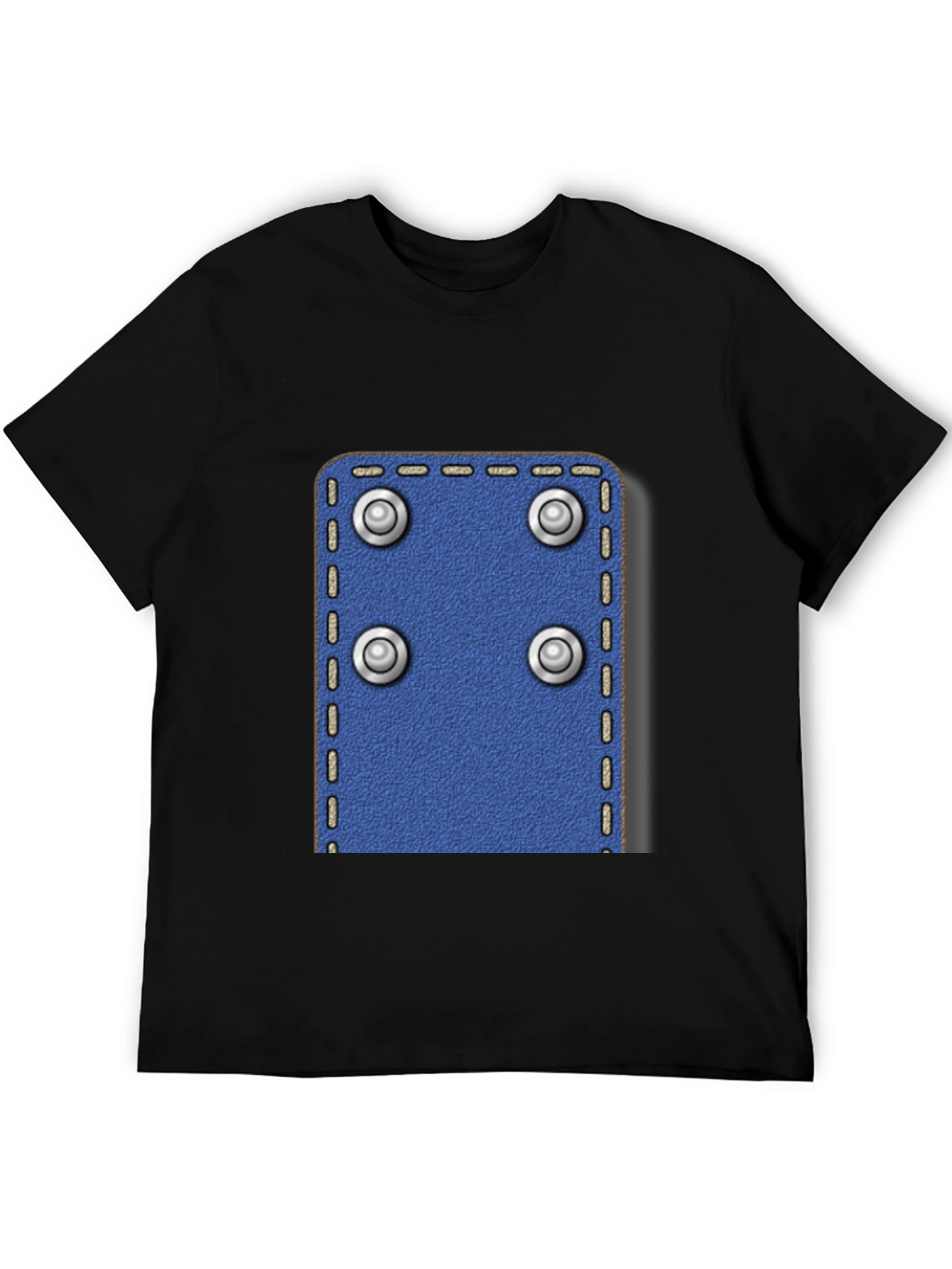 Black Novelty Rivet Patch Black T-Shirt view 5