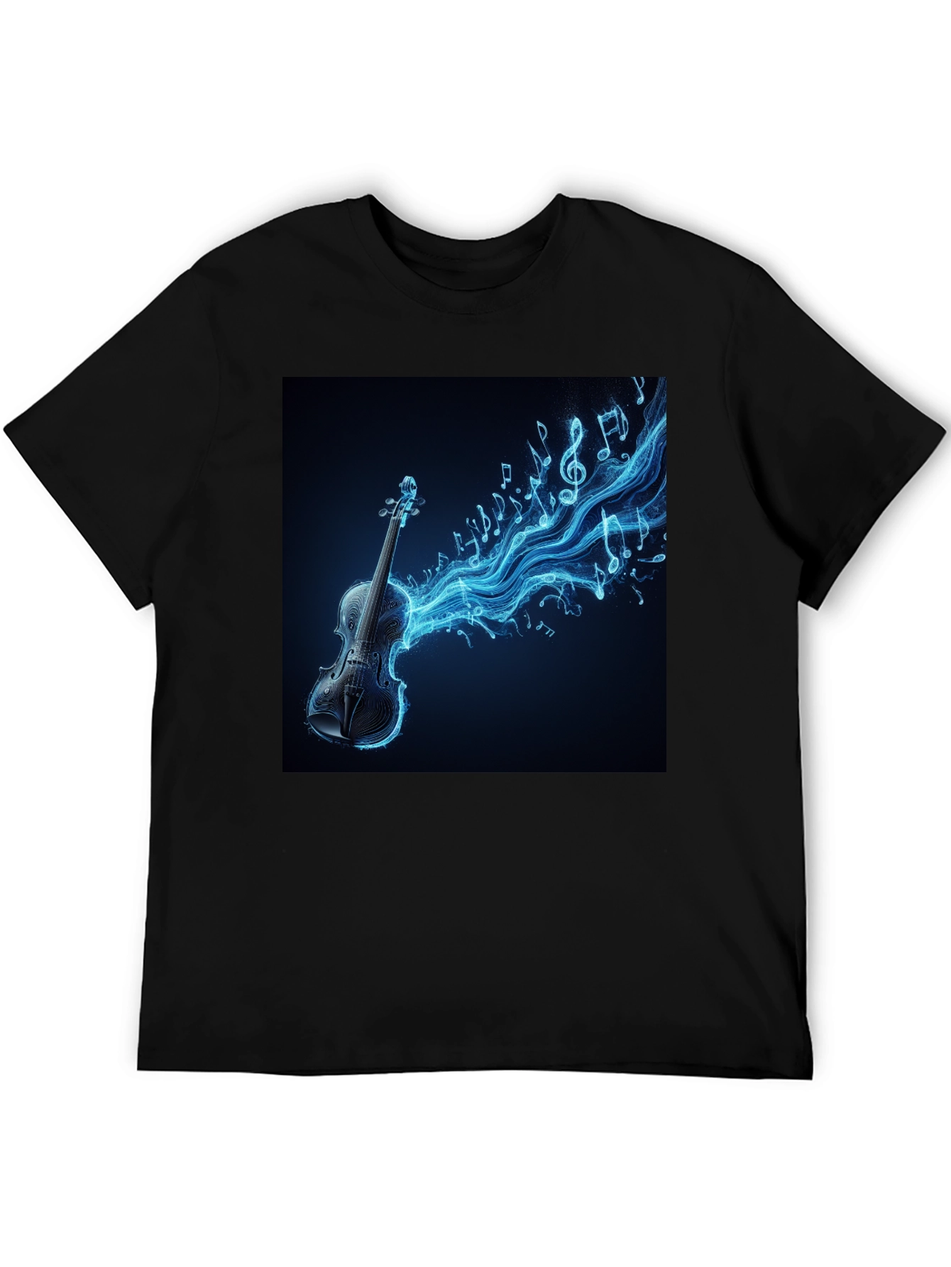 Black Electric Violin Music T-Shirt - Black view 5