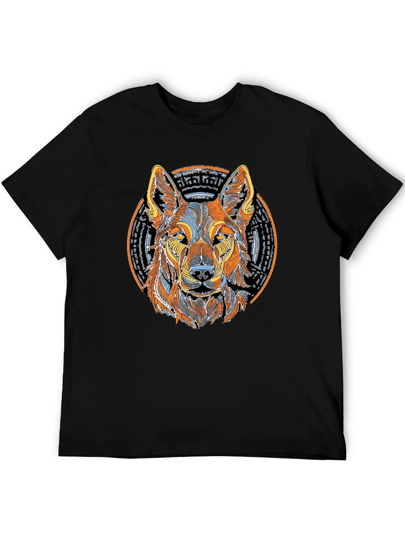Black Wolf Graphic Print Black T-Shirt view 5