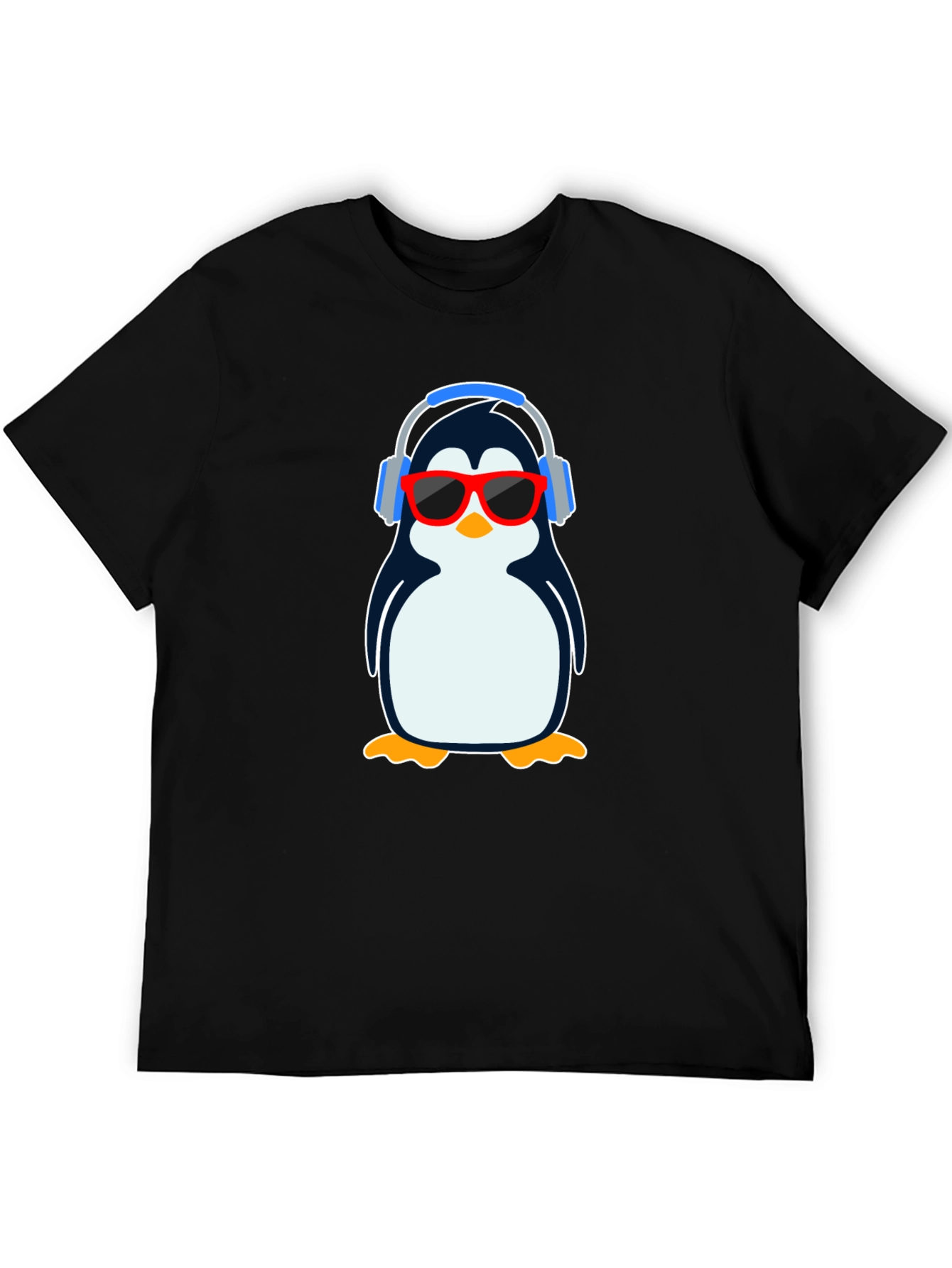Black Cool Penguin Graphic T-Shirt - Black view 5