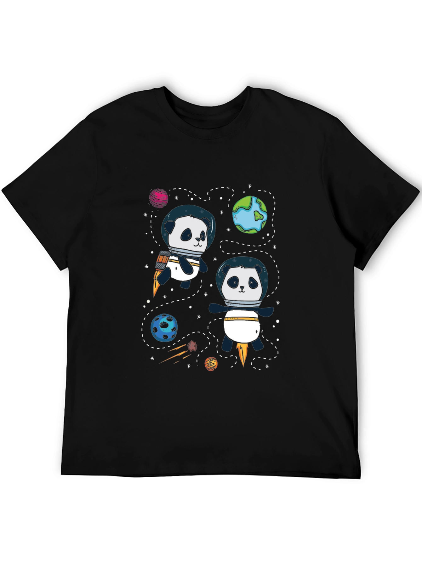 Black Space Panda T-Shirt - Cute Cartoon Graphic Tee view 5