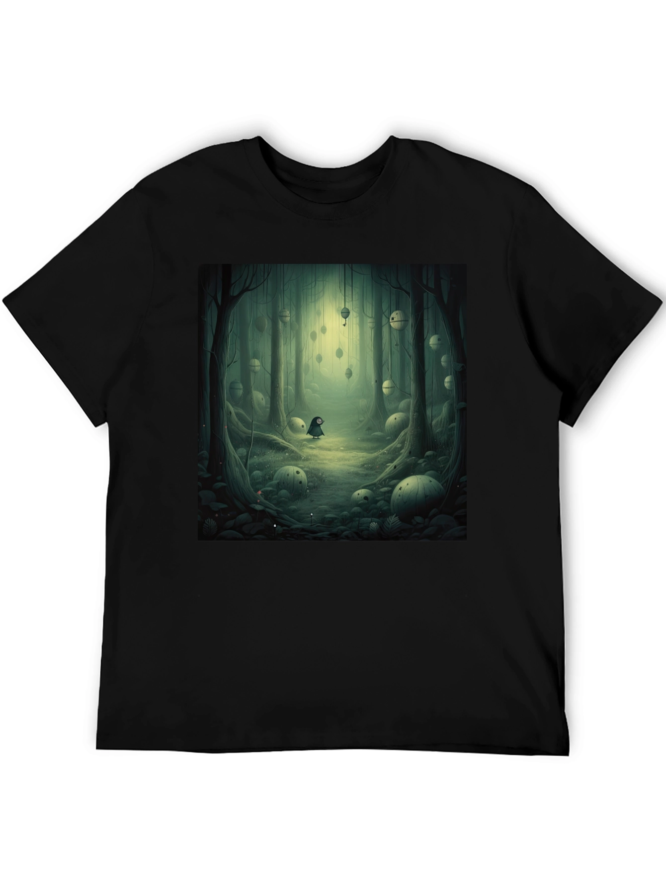 Black Eerie Forest Graphic Tee - Unique Design T-Shirt view 5