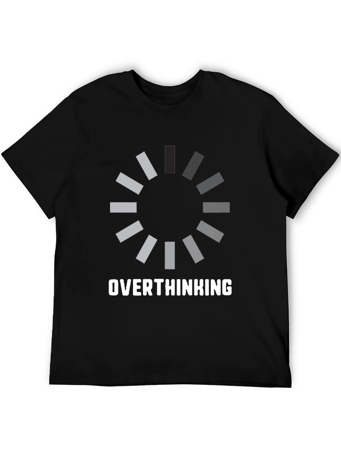 Black Overthinking Loading Funny Black T-Shirt view 5