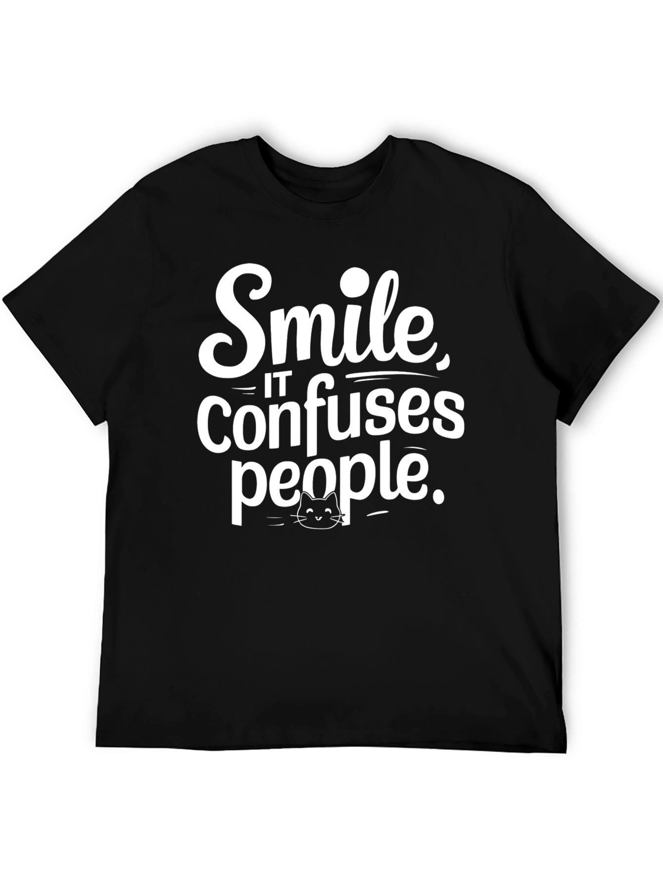 Black Smile Confuses People Black Cotton T-Shirt view 5