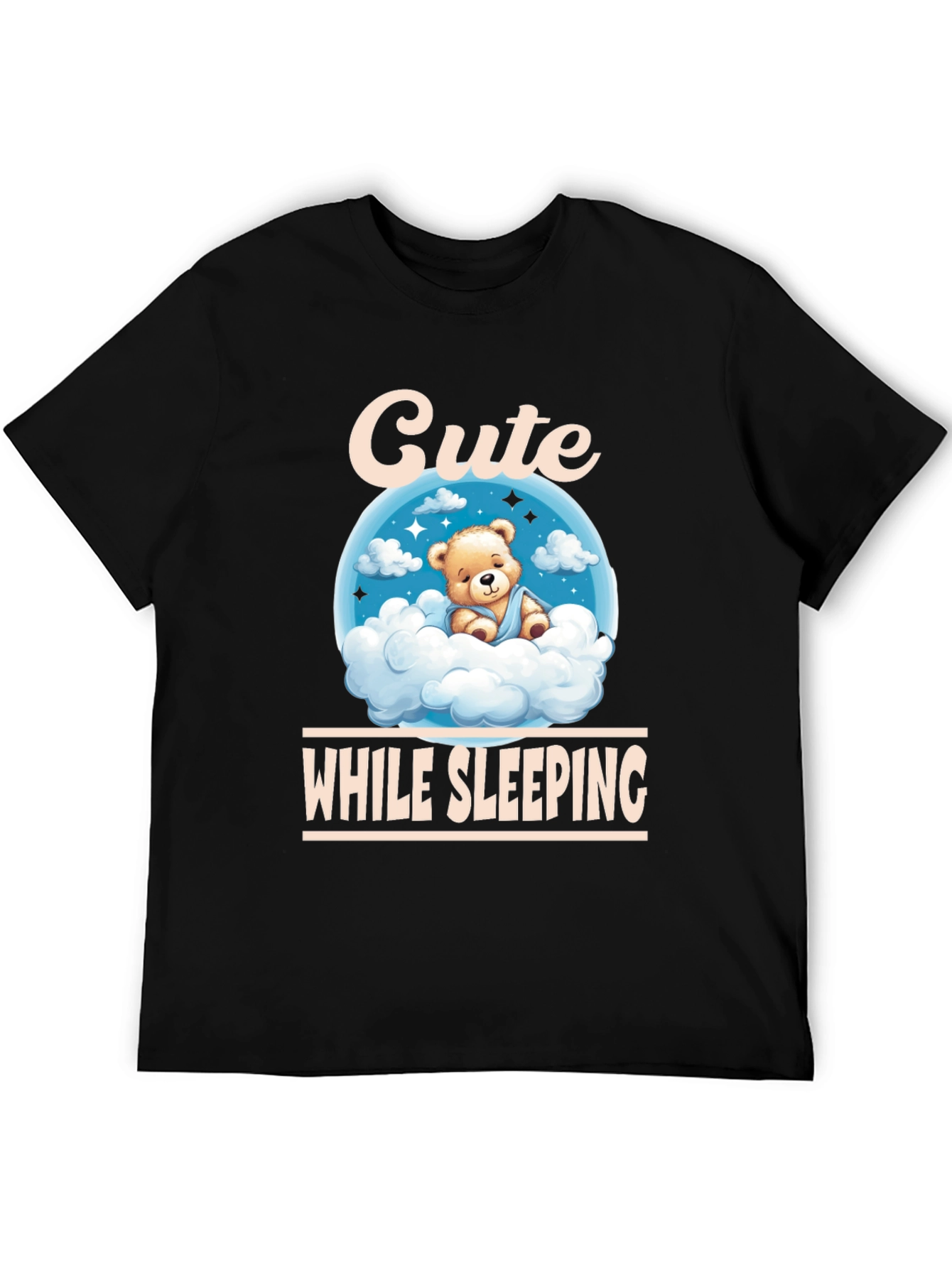 Black Cute While Sleeping Black T-Shirt view 5