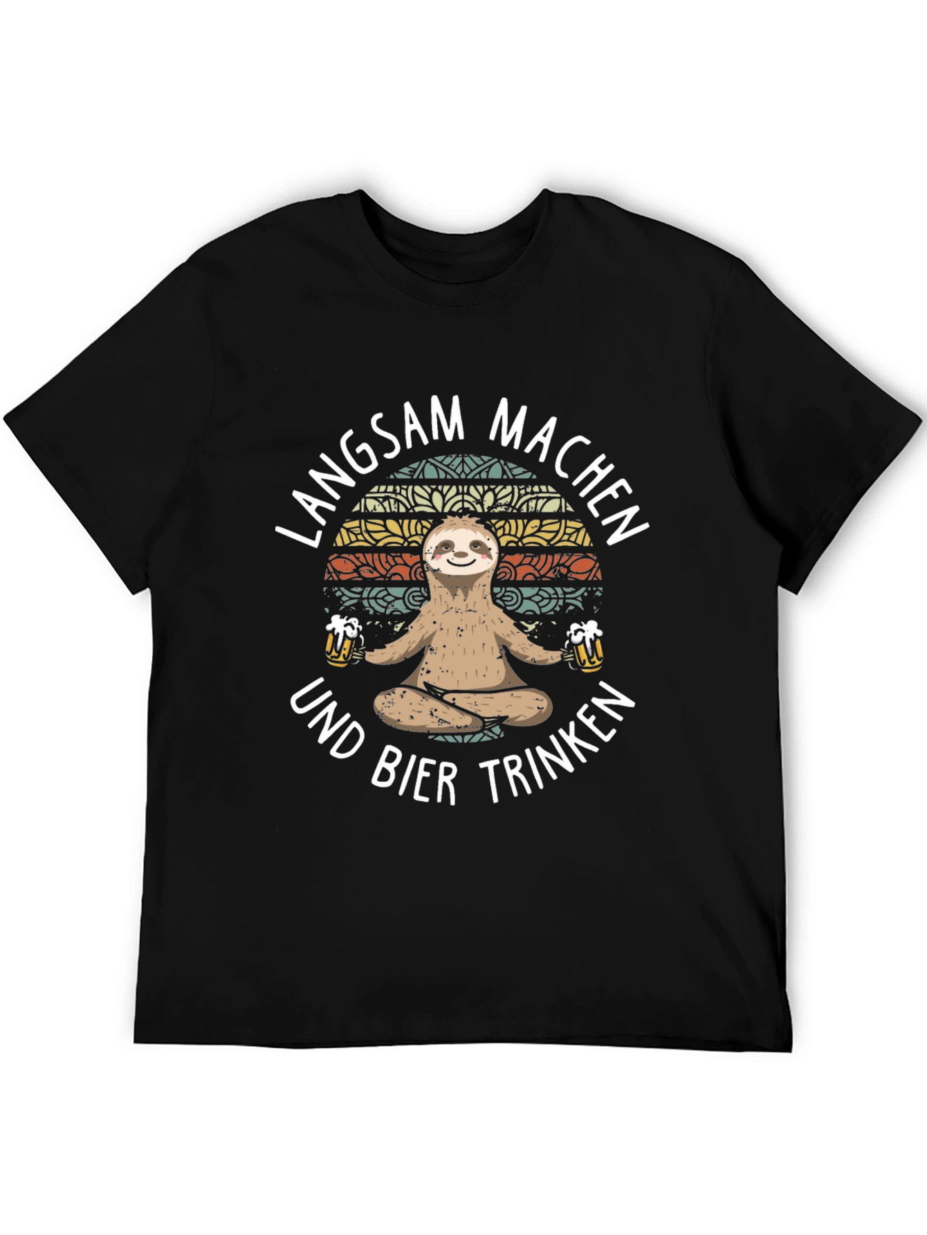 Black Langsam Machen Und Bier Trinken Sloth T-Shirt view 5