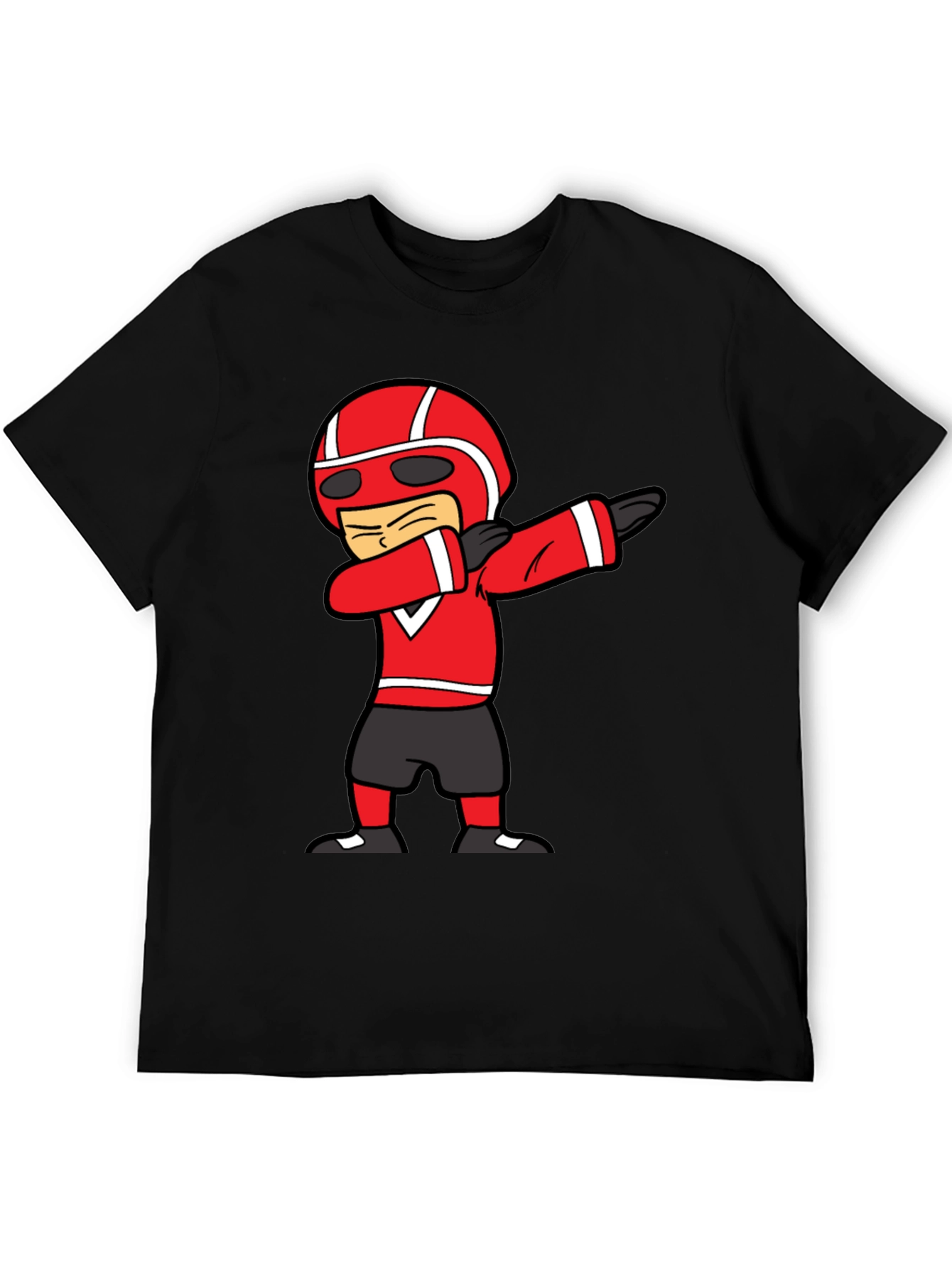 Black Dabbing Cartoon Racer Black T-Shirt view 5