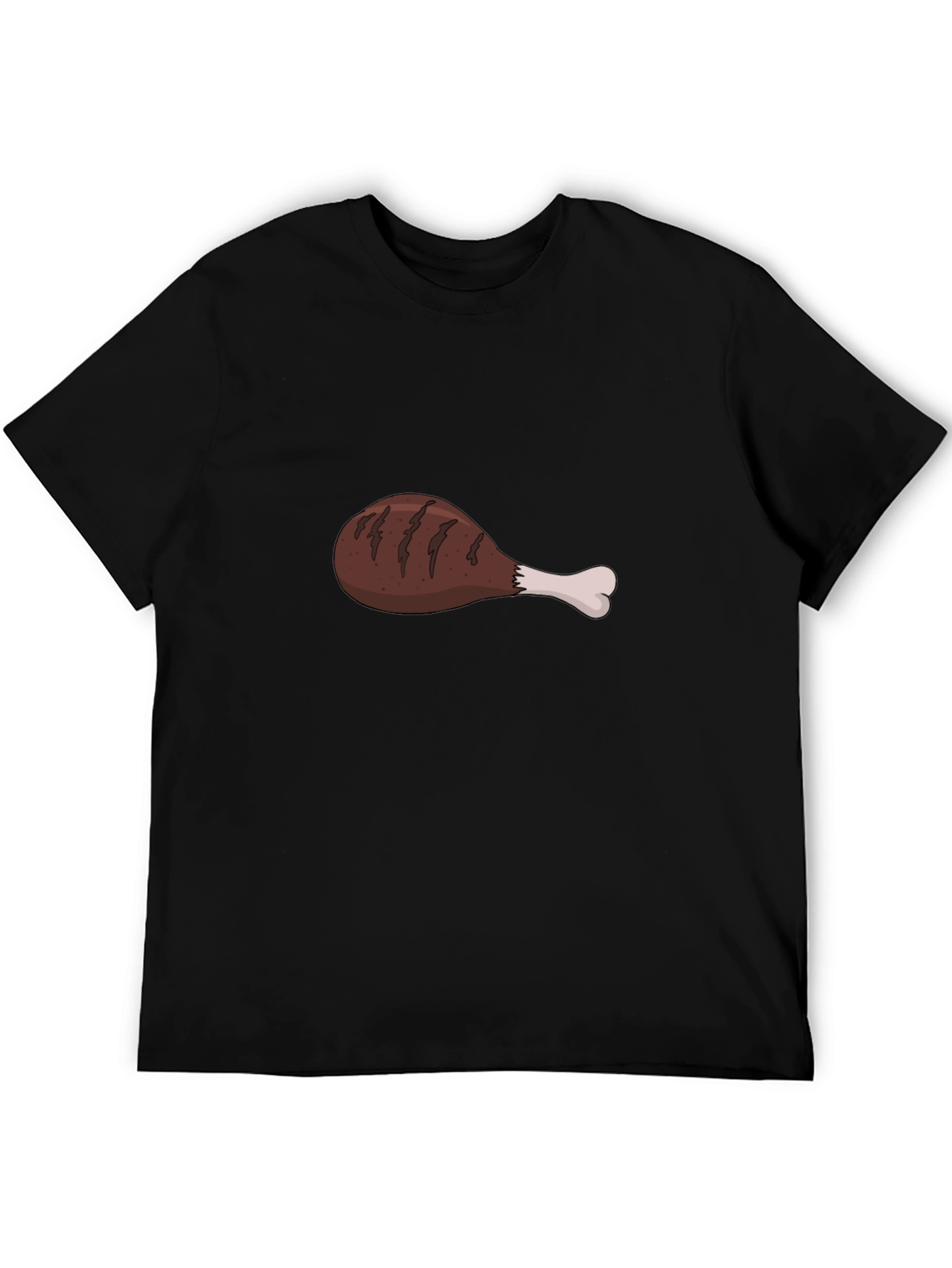 Black Funny Chicken Leg Graphic Black T-Shirt view 5