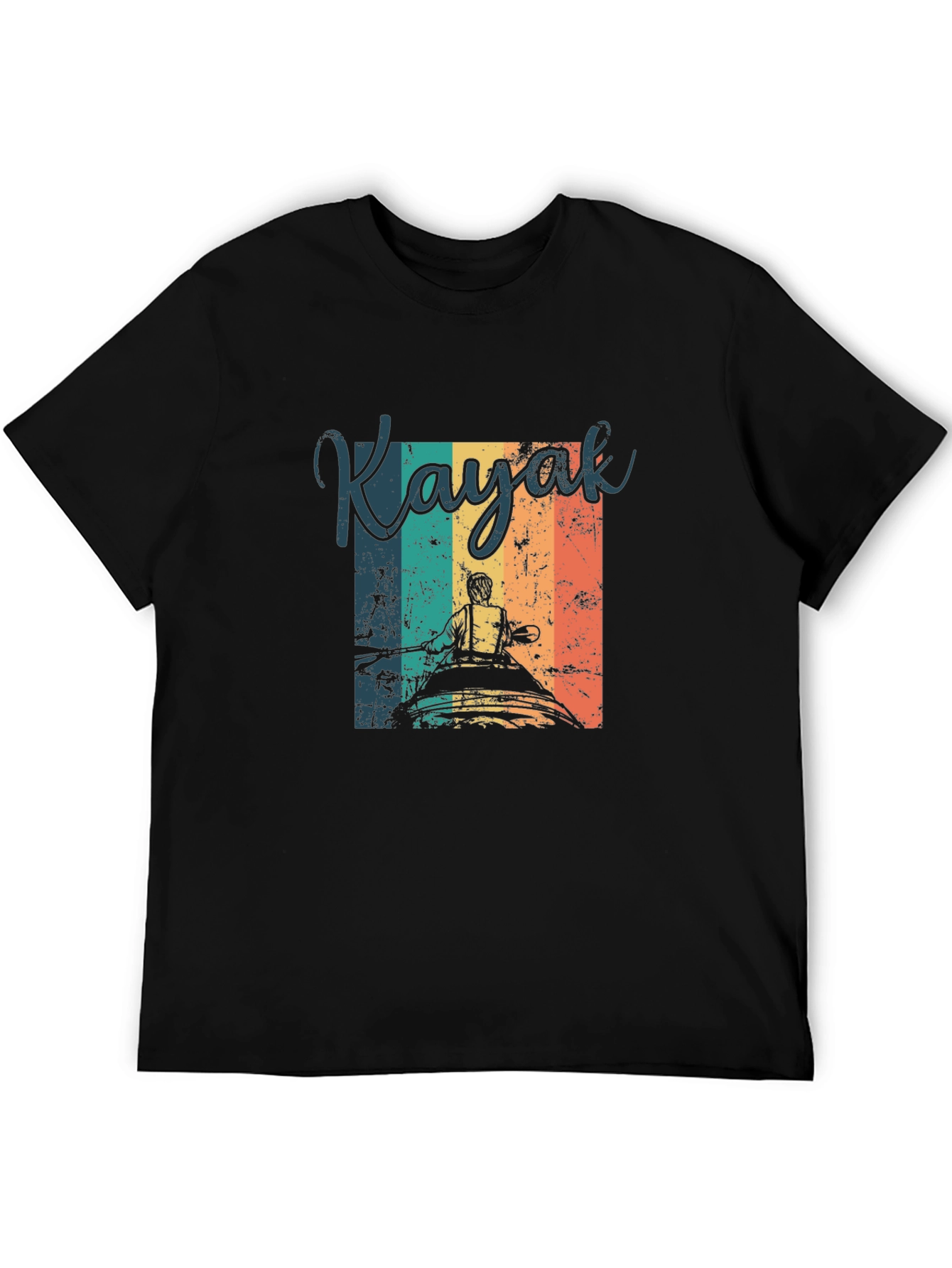 Black Vintage Kayak T-Shirt - Retro Paddling Tee view 5