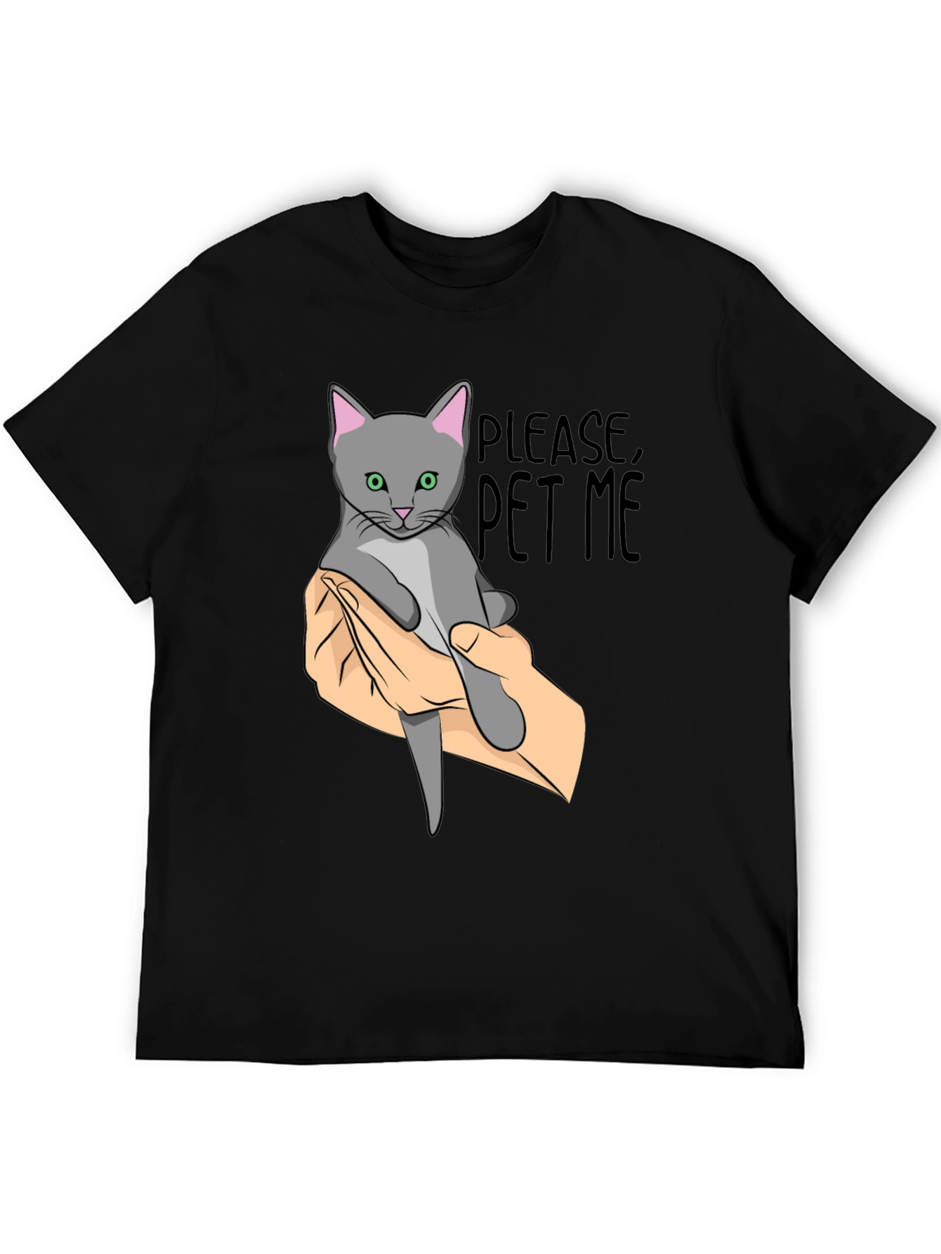 Black Please Pet Me Cat Graphic T-Shirt view 5