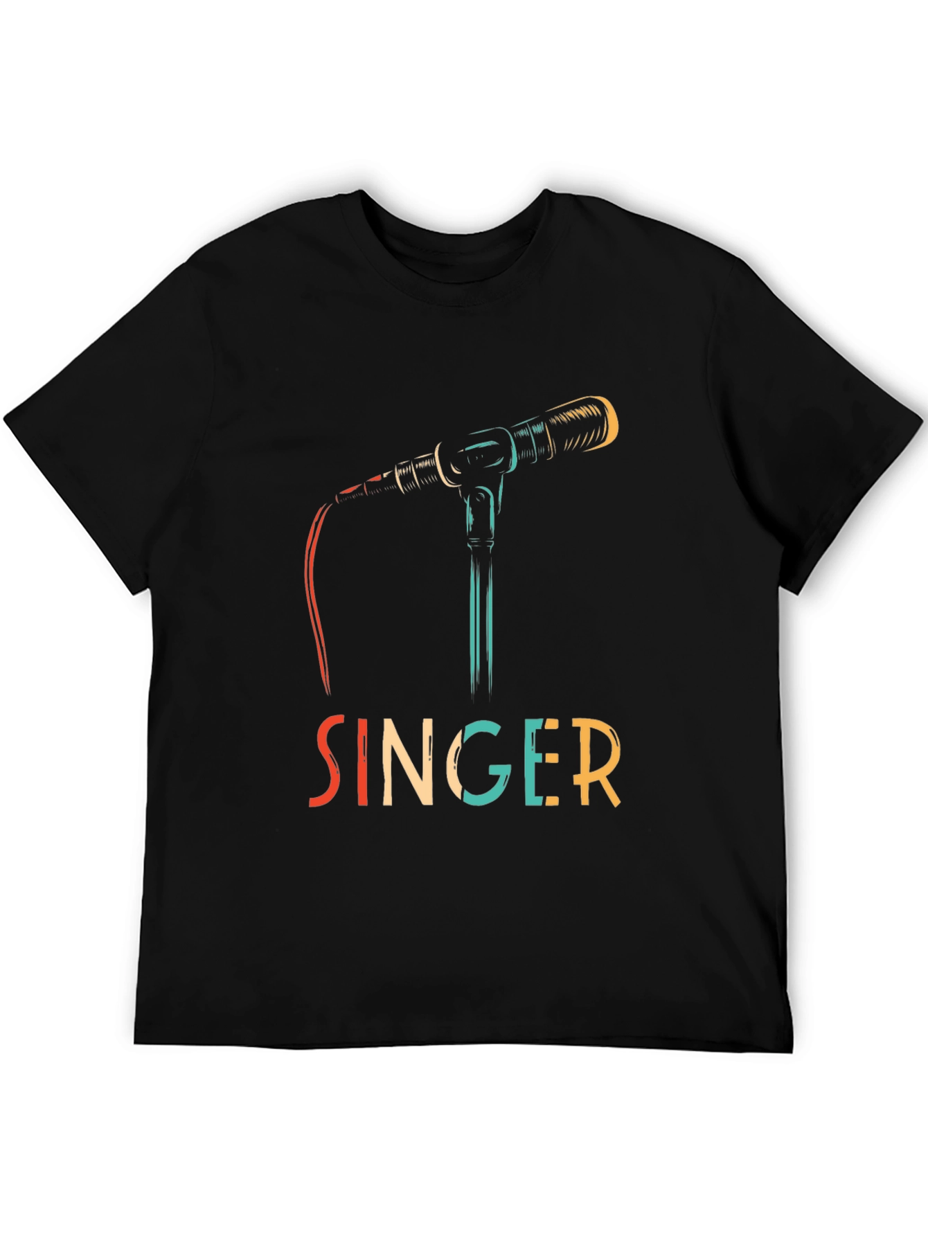 Black Singer Microphone Graphic Tee view 5