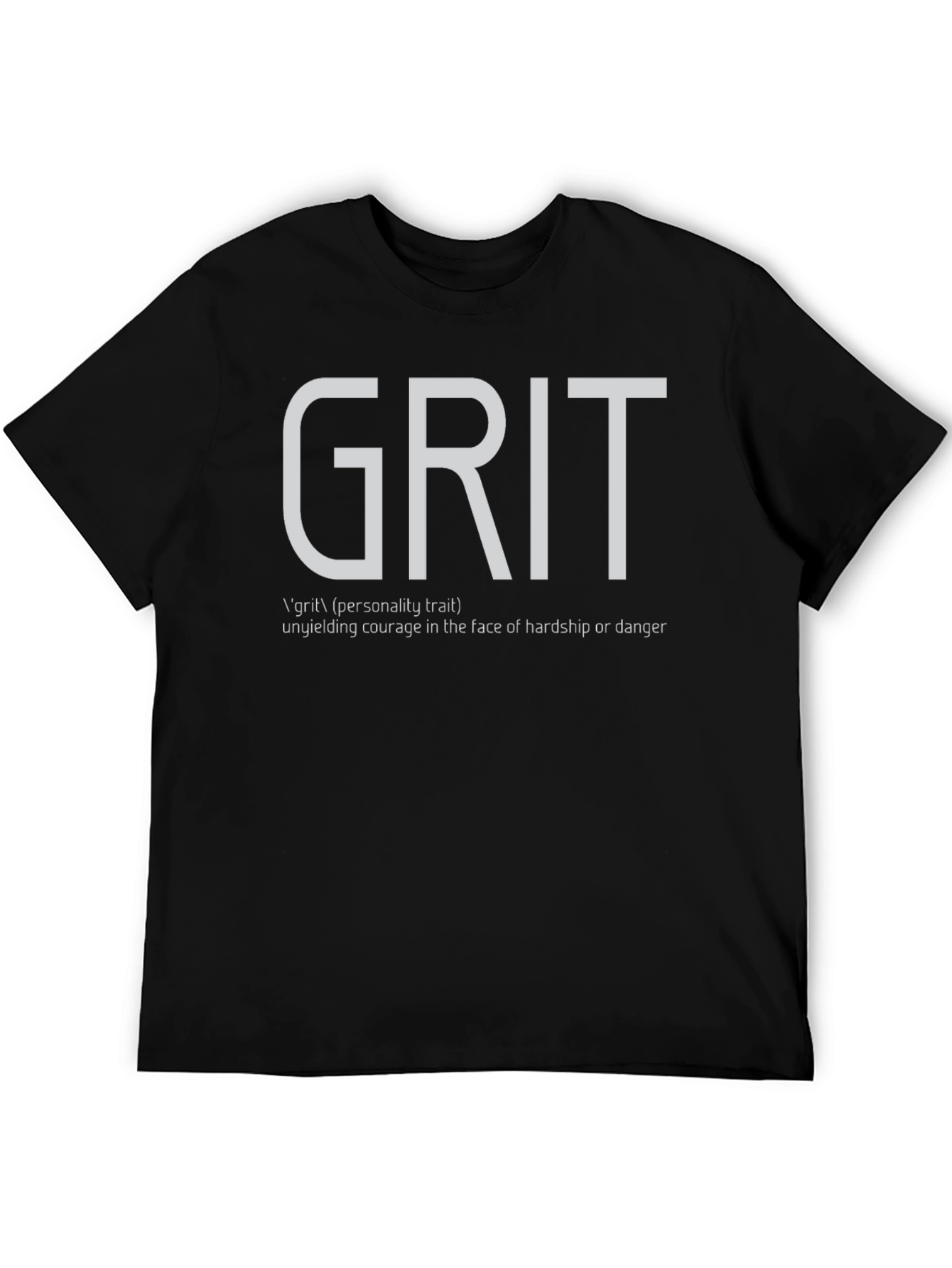 Black Grit Definition Black T-Shirt: Unyielding Courage Tee view 5