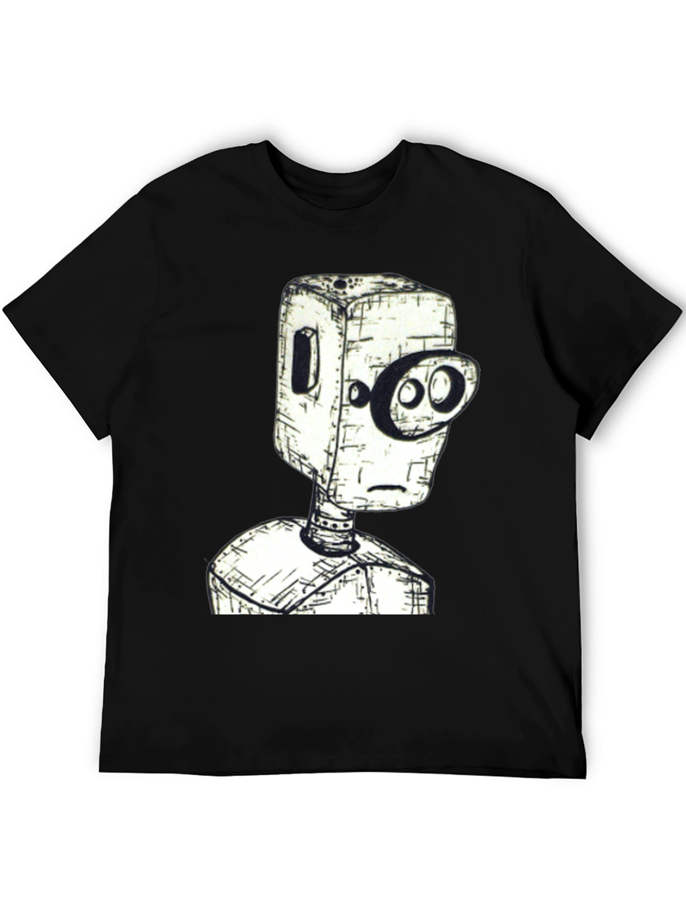 Black Robot Head Graphic Tee - Unique Design, Black Shirt view 5