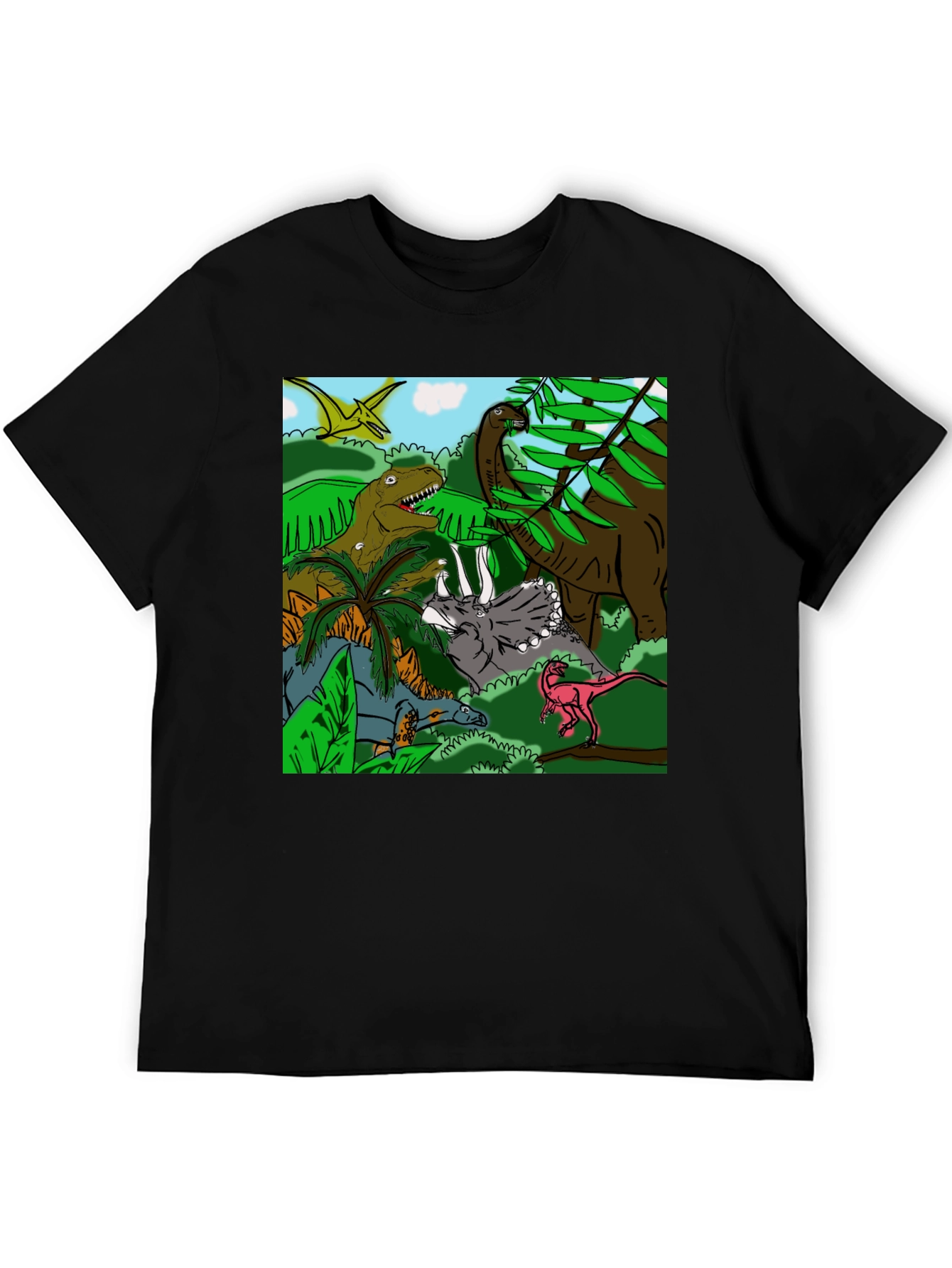 Black Dinosaur T-Shirt: Prehistoric Adventure Tee view 5