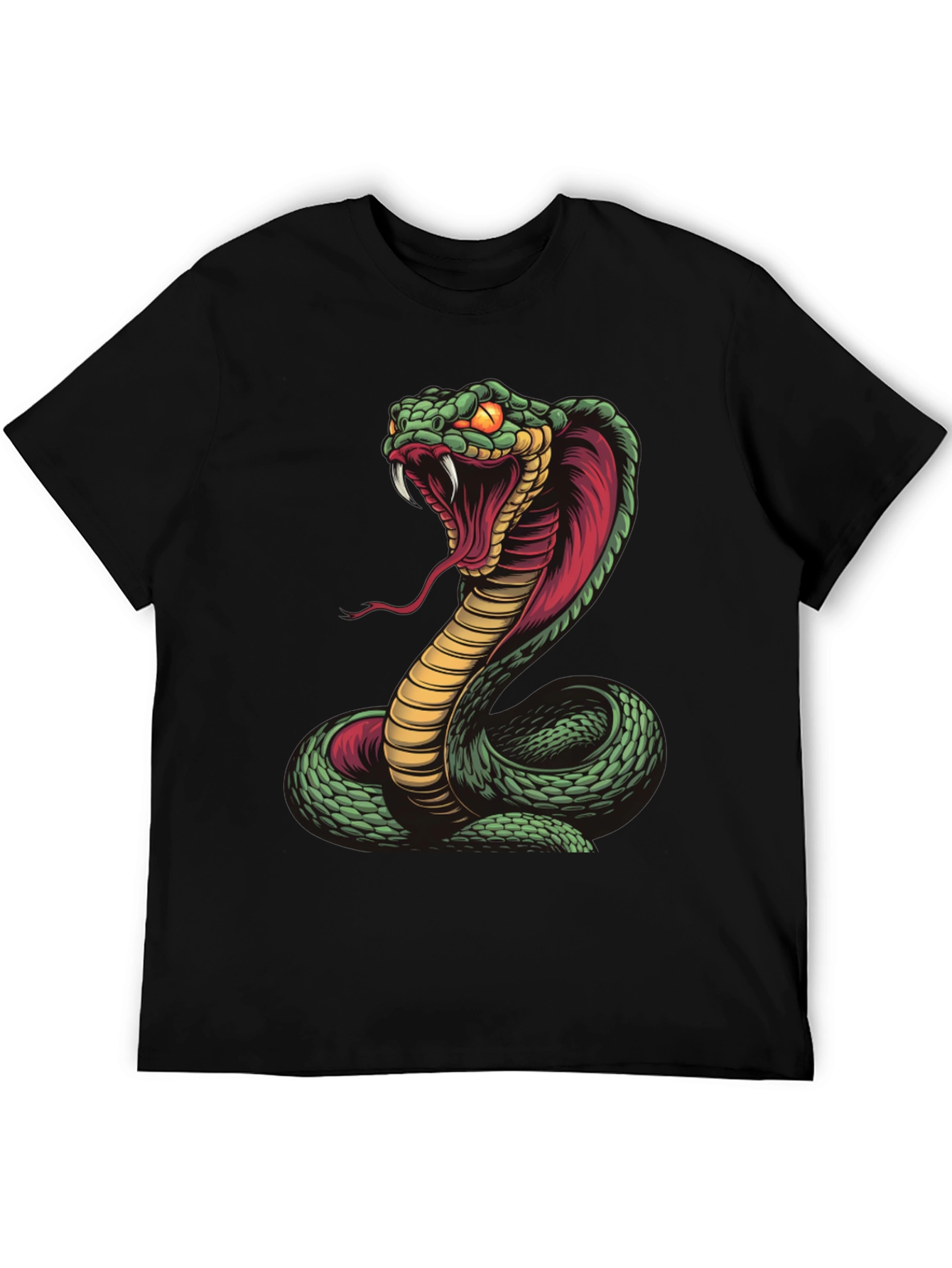Black Cobra Snake Graphic Tee - Fierce Serpent Design view 5