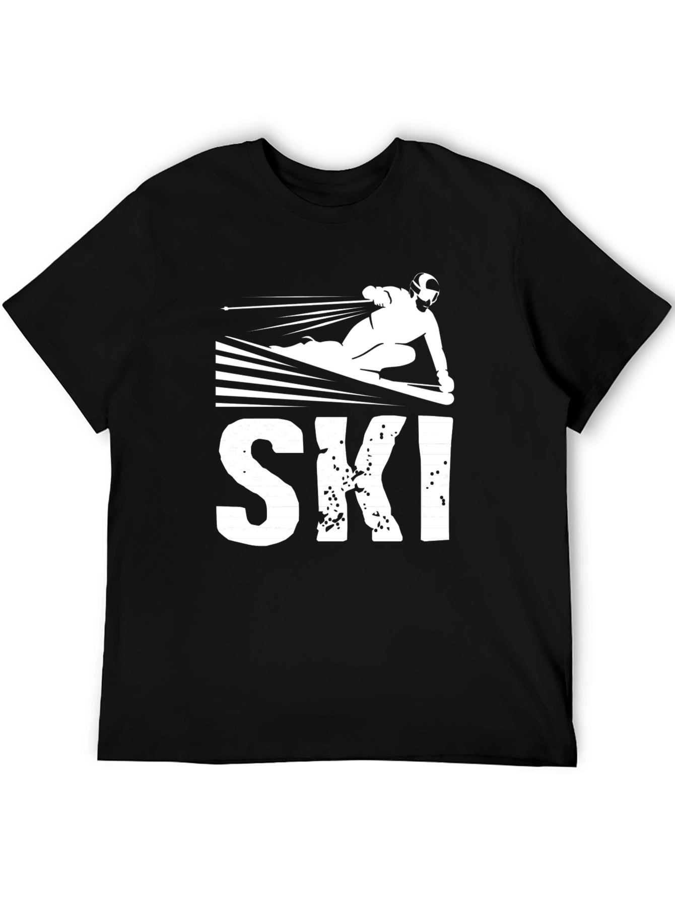 Black SKI Graphic T-Shirt, Sporty Design view 5