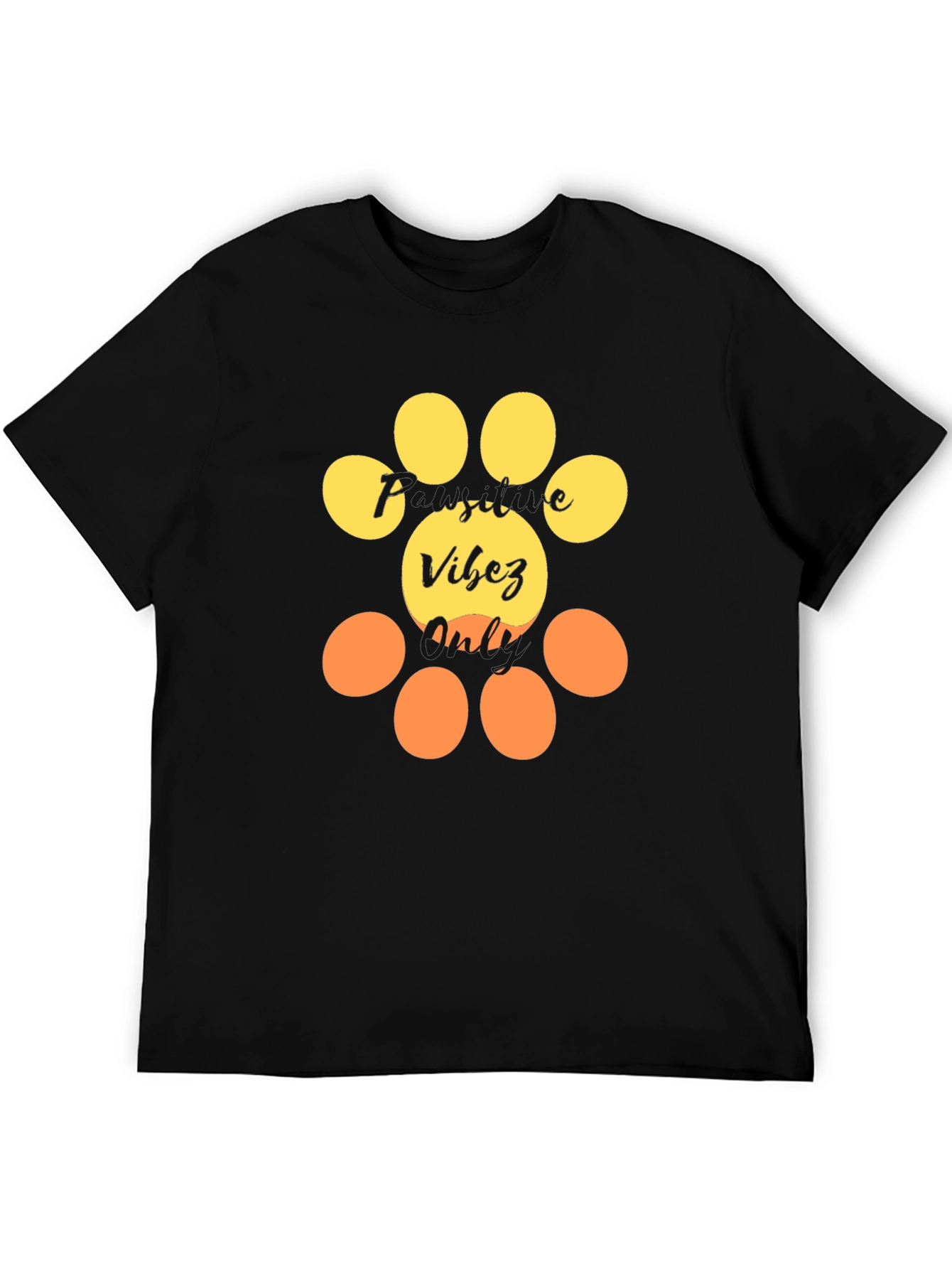 Black Positive Vibez Only Paw Print Tee view 5