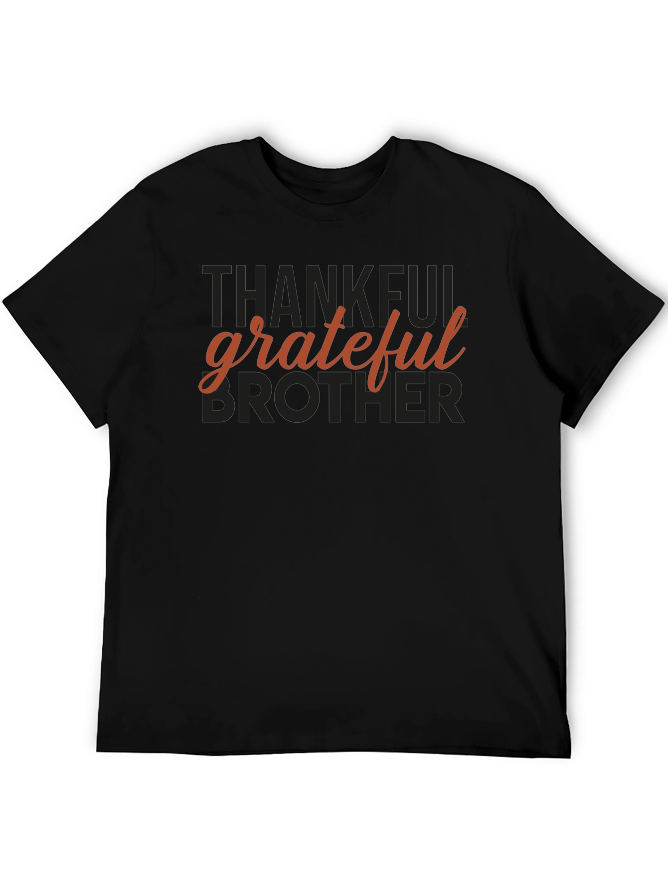 Black Thankful Grateful Brother Black T-Shirt view 5