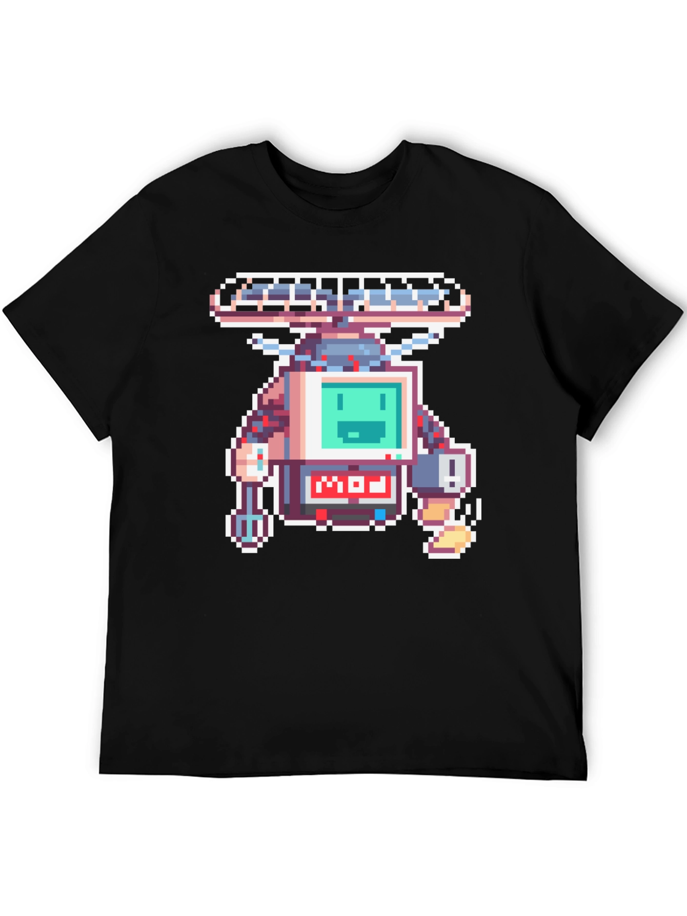 Black Retro Pixel Robot Graphic T-Shirt view 5