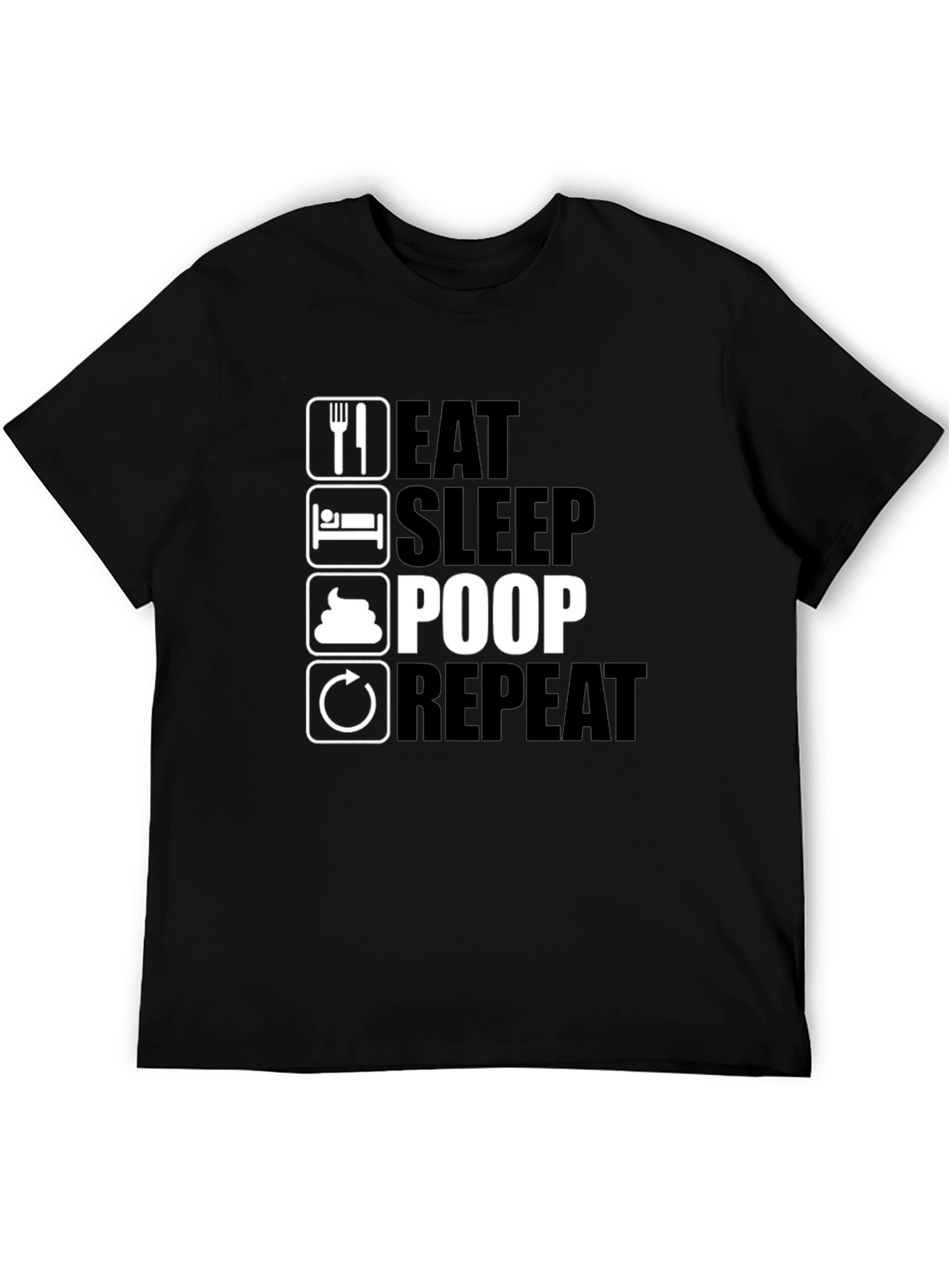 Black Eat Sleep Poop Repeat Black T-Shirt view 5