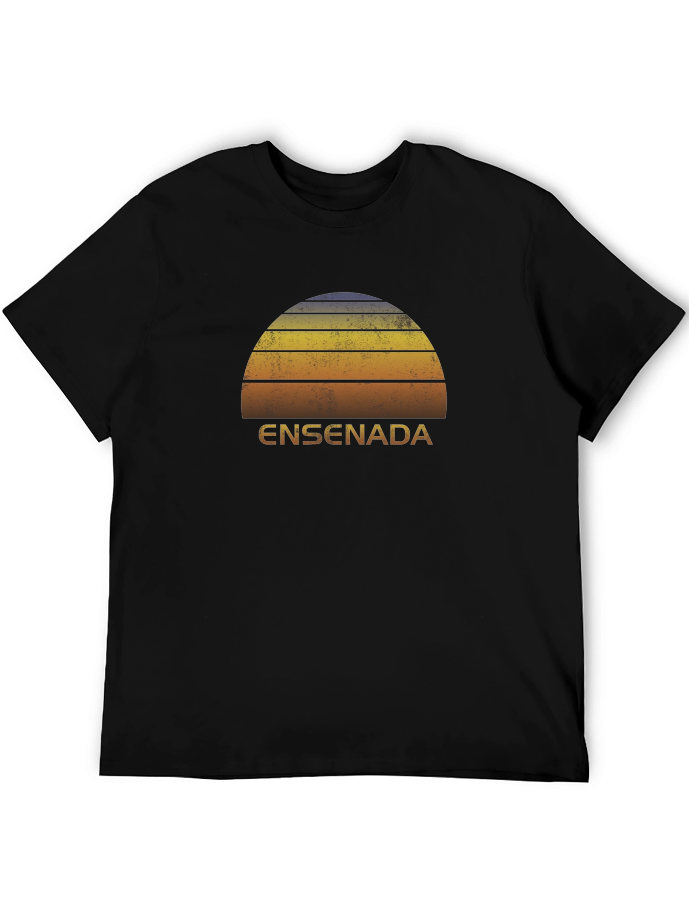 Black Ensenada Retro Sunset Graphic T-Shirt view 5