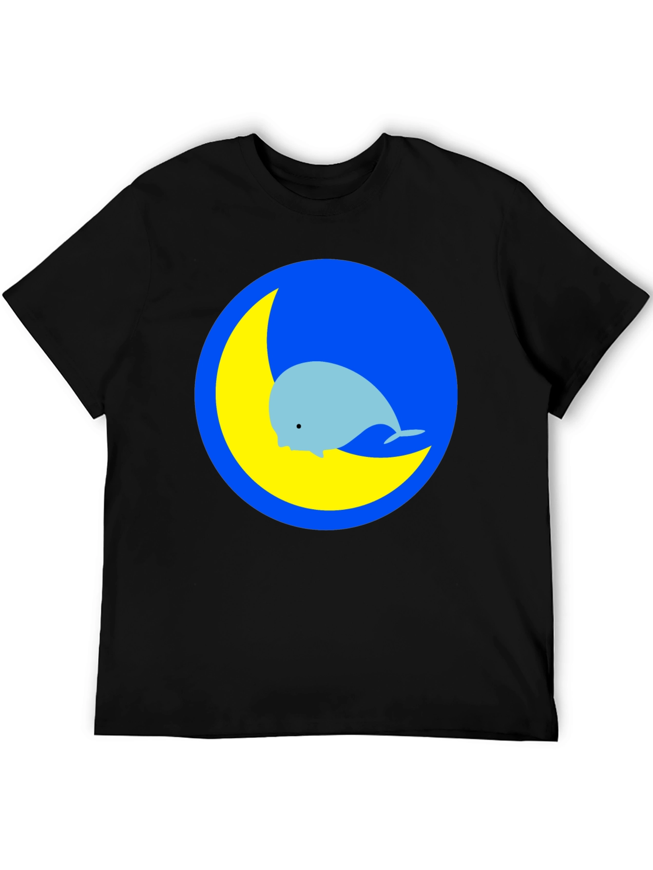 Black Whimsical Whale & Moon Graphic Tee - Black Cotton Blend view 5
