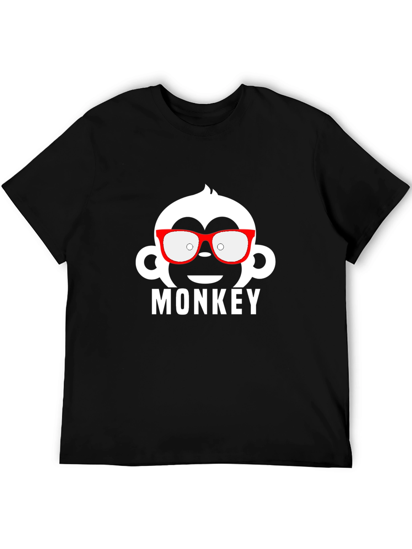 Black Monkey with Glasses Graphic Tee - Black Cotton T-Shirt view 5