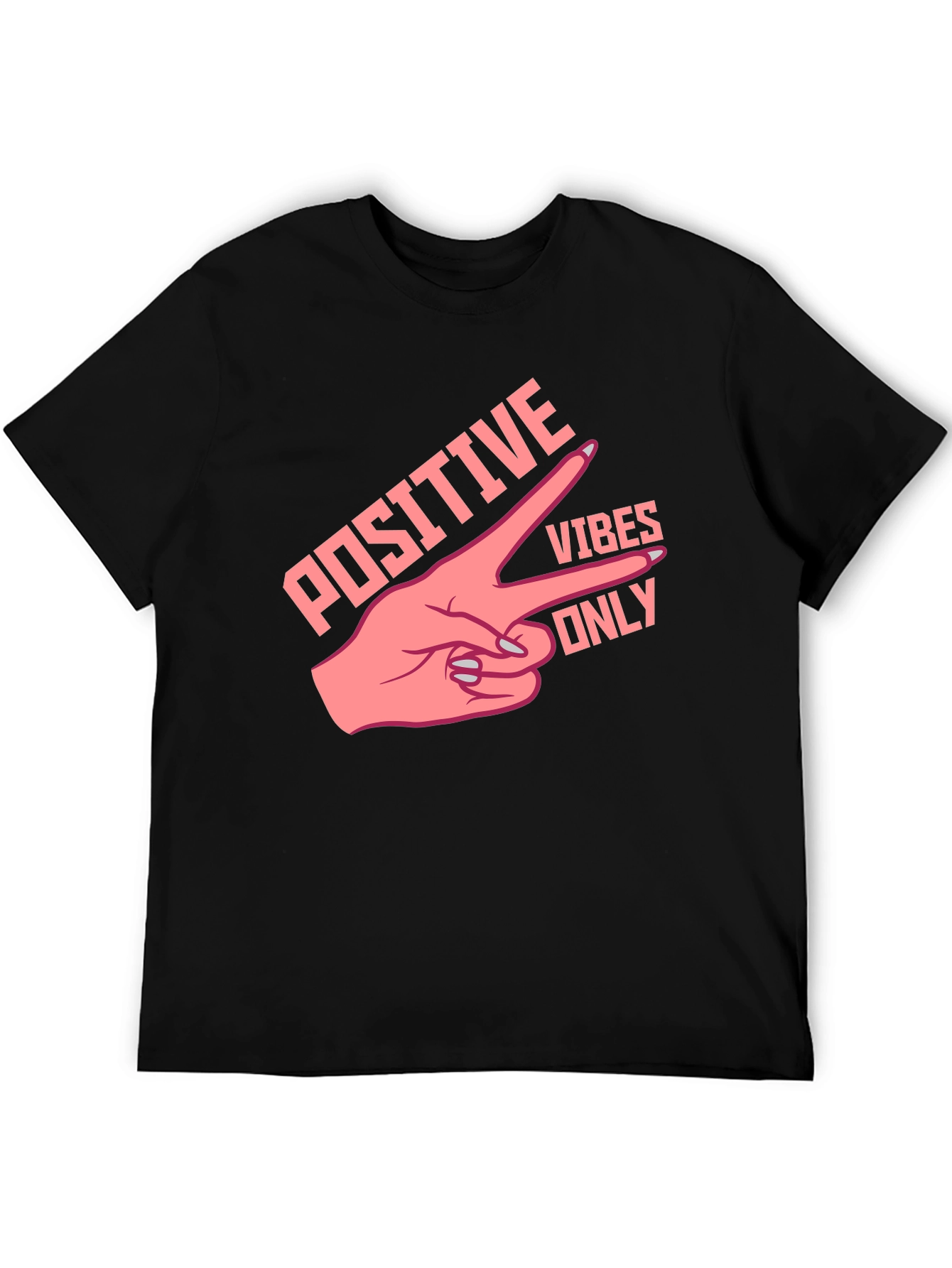 Black Positive Vibes Only Graphic Tee - Black view 5