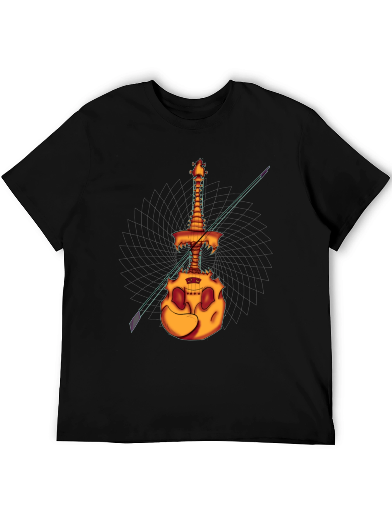 Black Spooky Skeleton Violin T-Shirt - Unique Halloween Design view 5