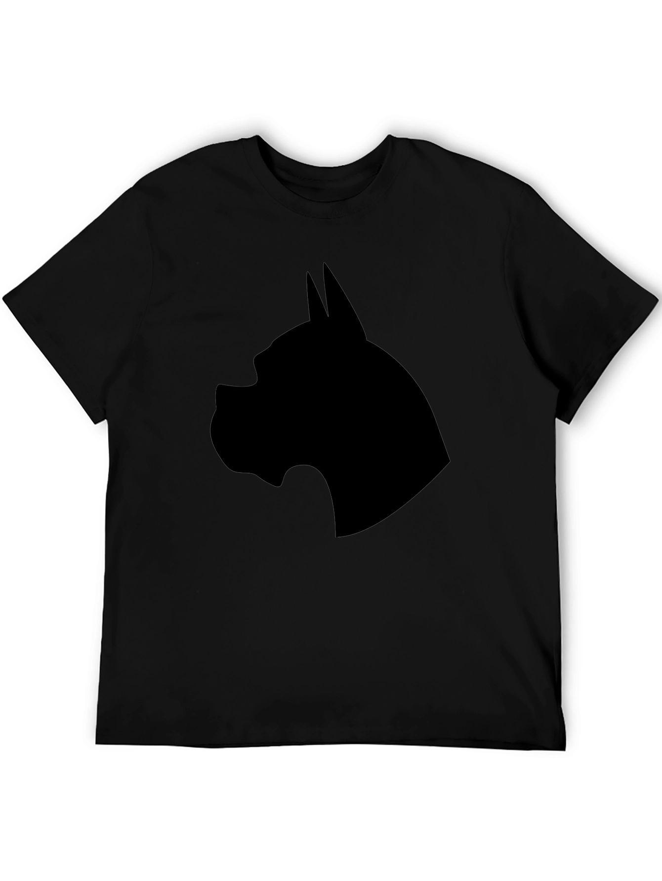 Black Men's Black Dog Breed Silhouette Graphic T-Shirt view 5