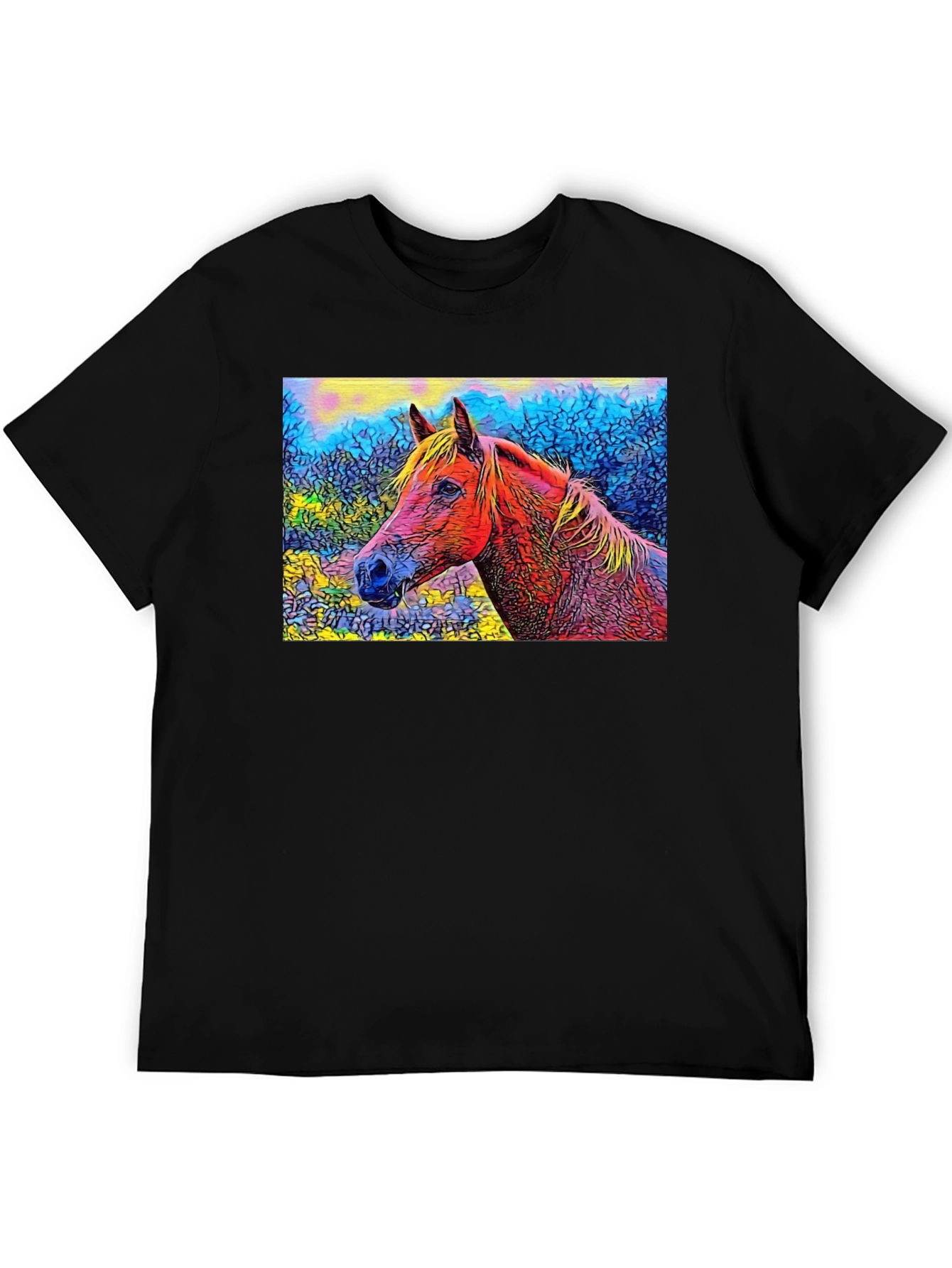 Black Horse Art T-Shirt - Unique Graphic Tee view 5