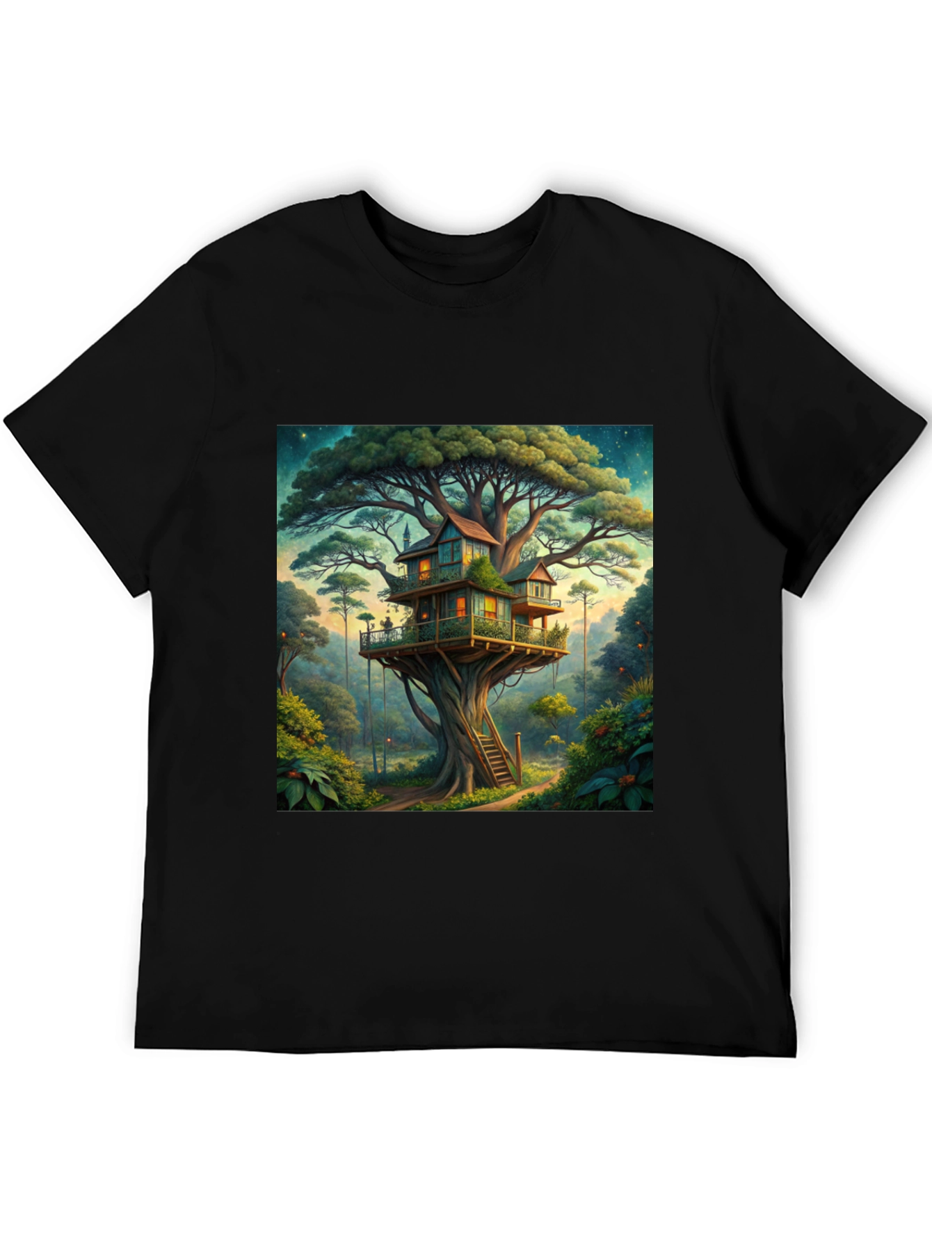 Black Treehouse Graphic Tee - Nature Lover's T-Shirt view 5
