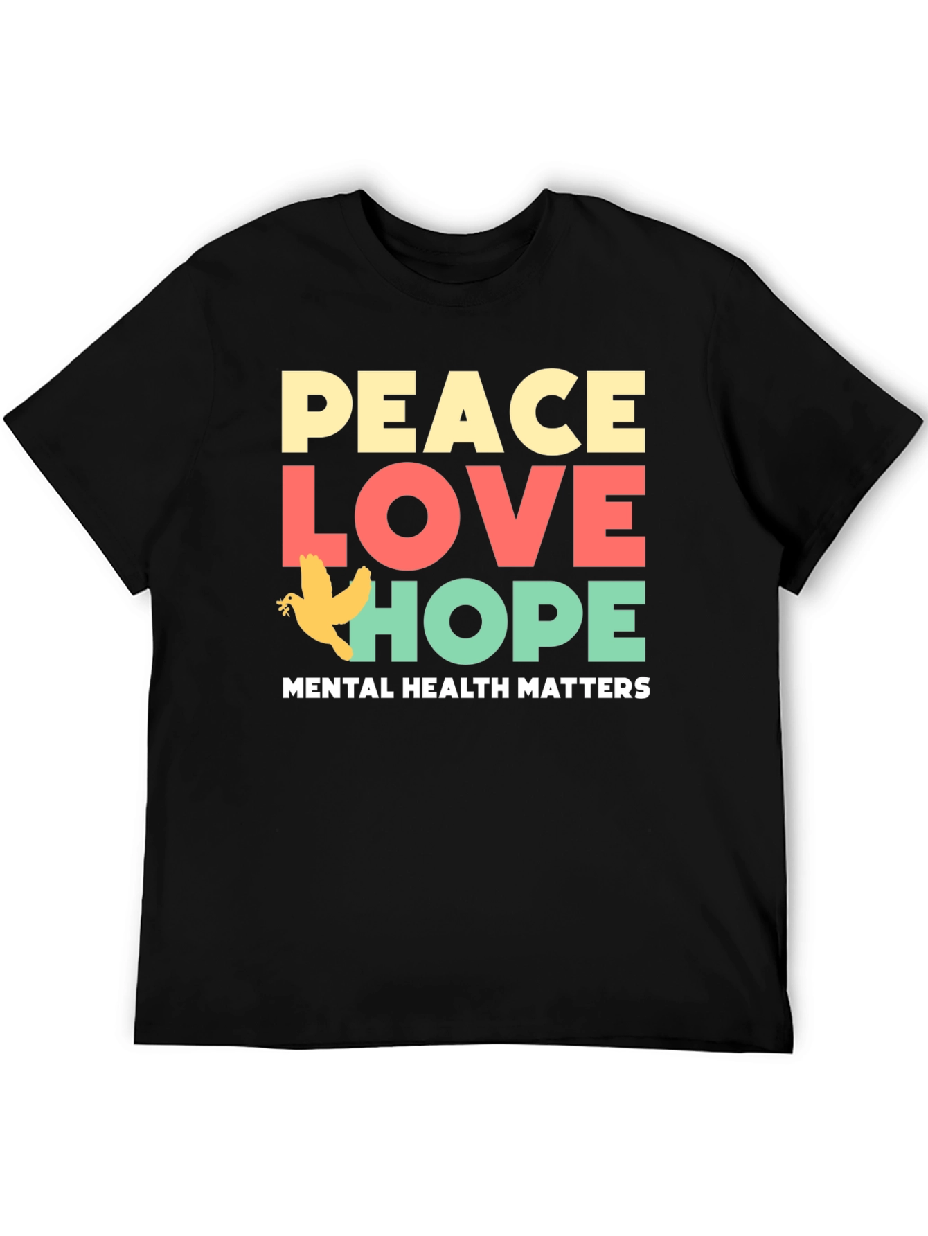Black Peace Love Hope T-Shirt Mental Health Awareness Tee view 5