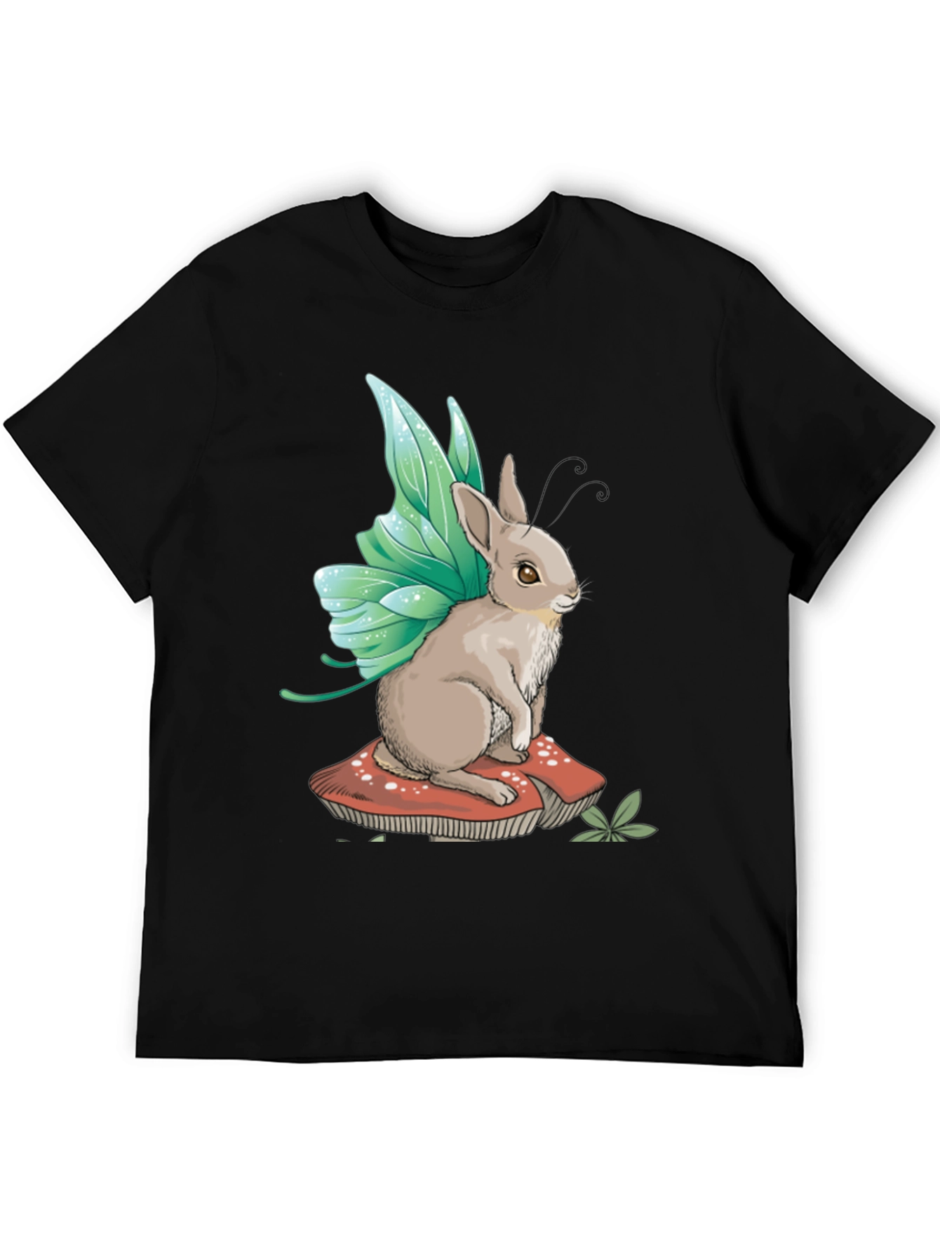 Black Fairy Rabbit Graphic Tee - Fantasy Creature T-Shirt view 5