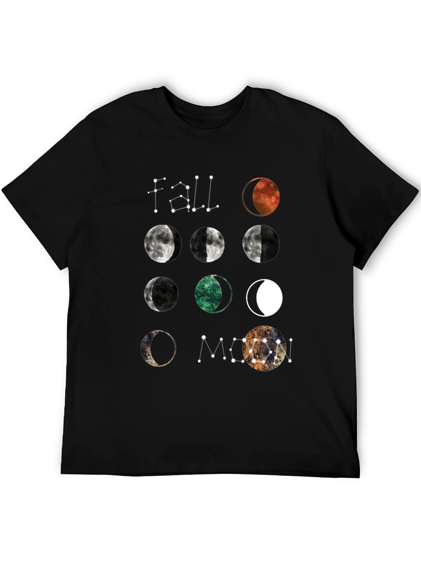 Black Moon Phases Graphic T-Shirt - Celestial Design view 5