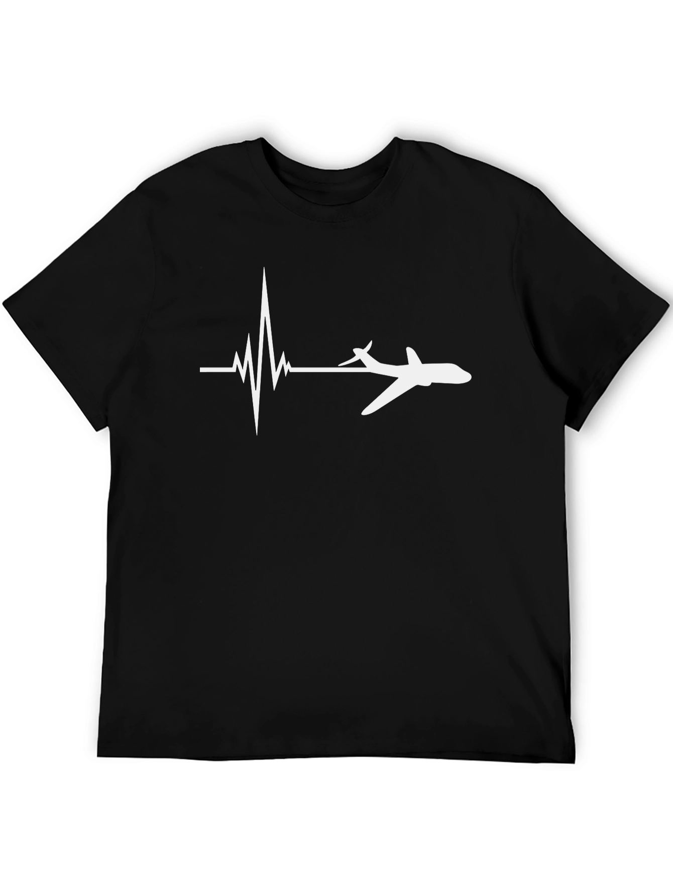 Black Pilot Heartbeat T-Shirt - Aviation Lover Tee view 5