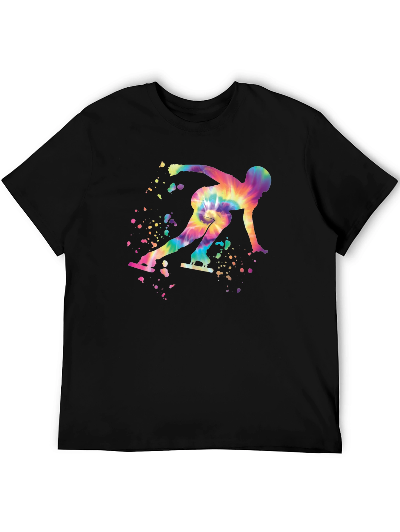 Black Skater Graphic Tee - Tie Dye Silhouette - Black Cotton Shirt view 5